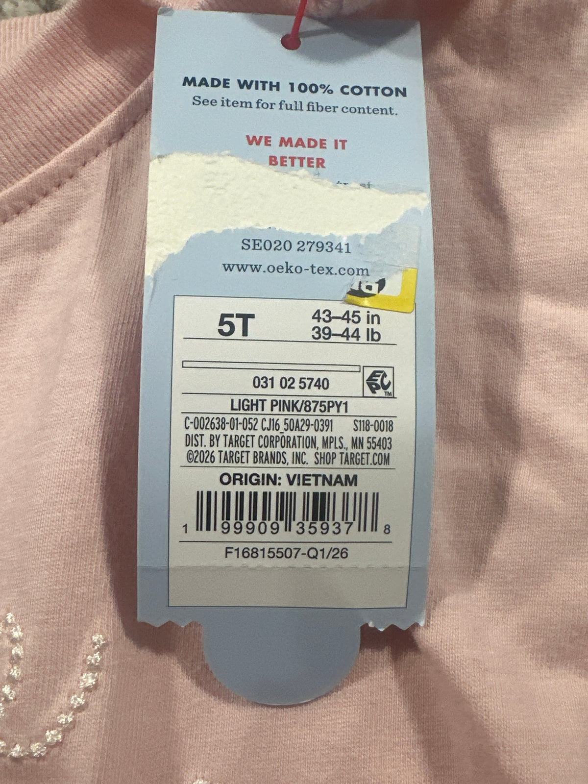Cat & Jack toddler girls light pink Little Dreamer oversized short sleeve T-shirt, size 5T