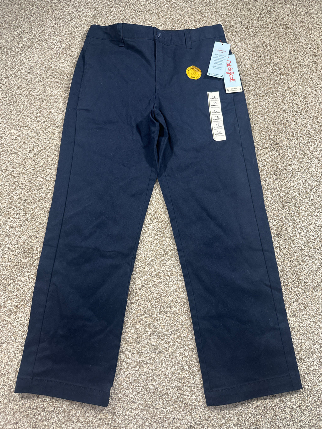 Cat & Jack kids navy straight school uniform pants, size 12