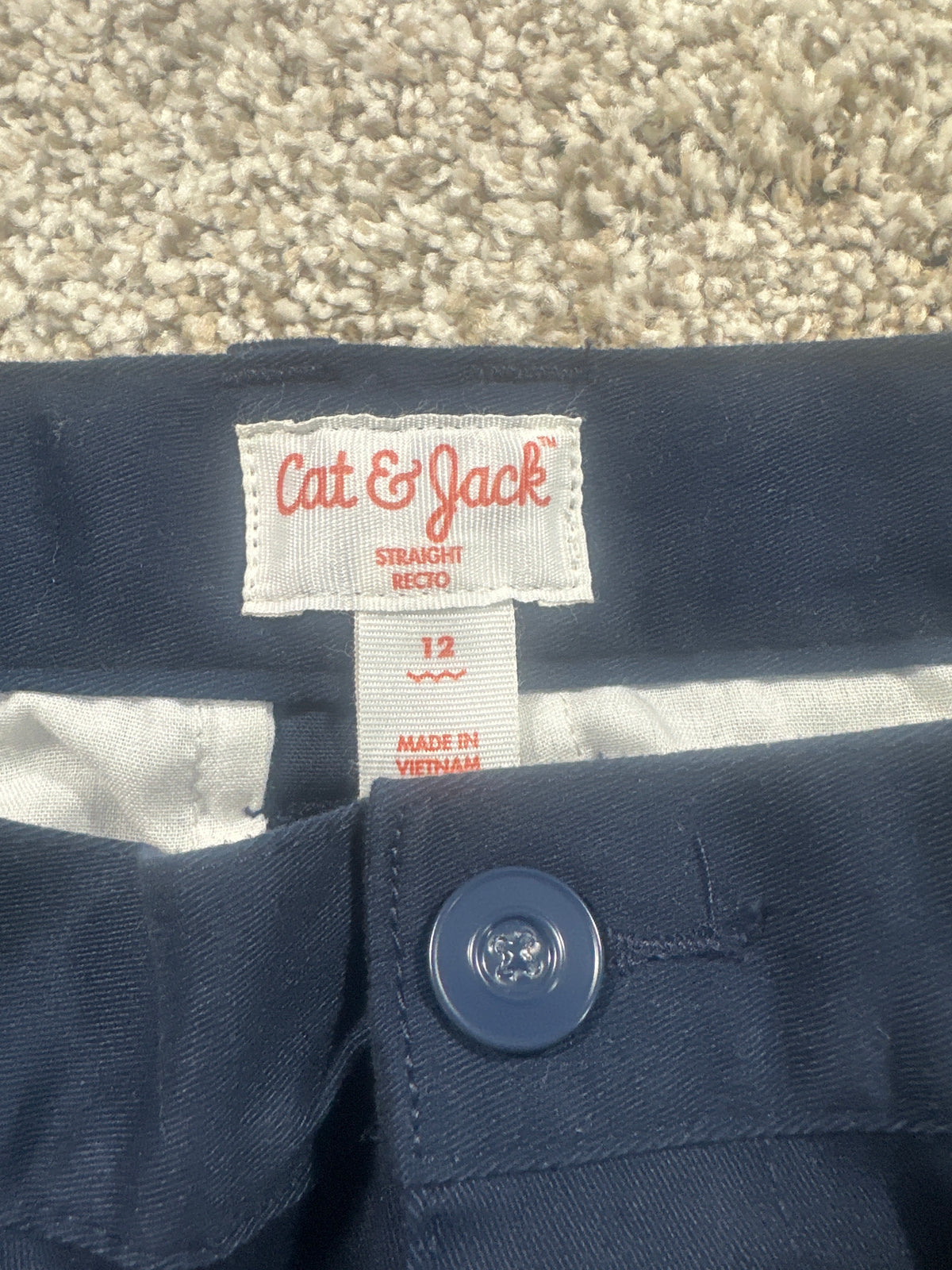 Cat & Jack kids navy straight school uniform pants, size 12