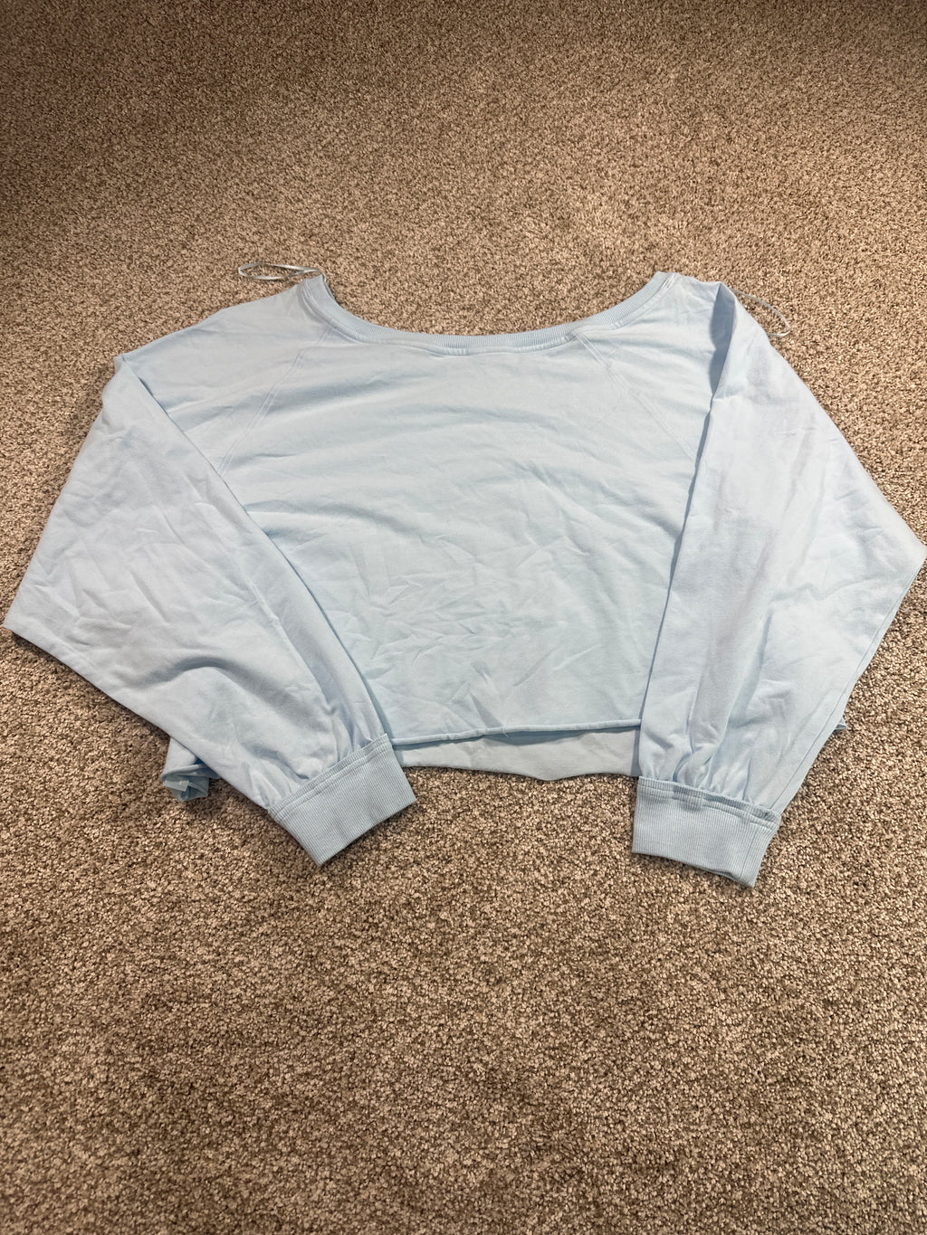JoyLab women's light blue cropped top back view