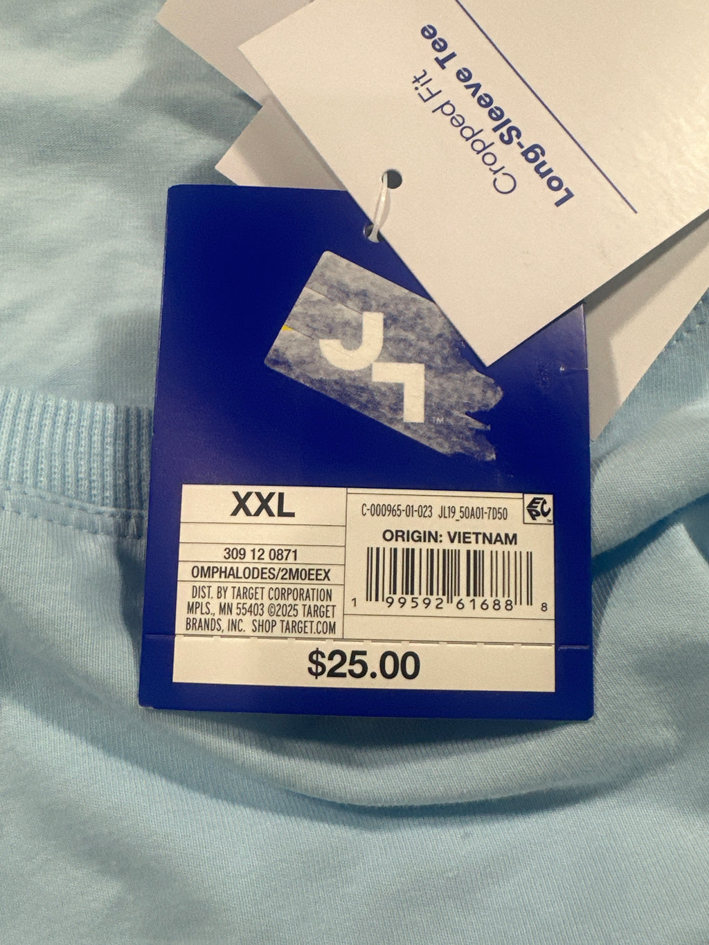 JoyLab top original retail tag showing UPC 199592616888