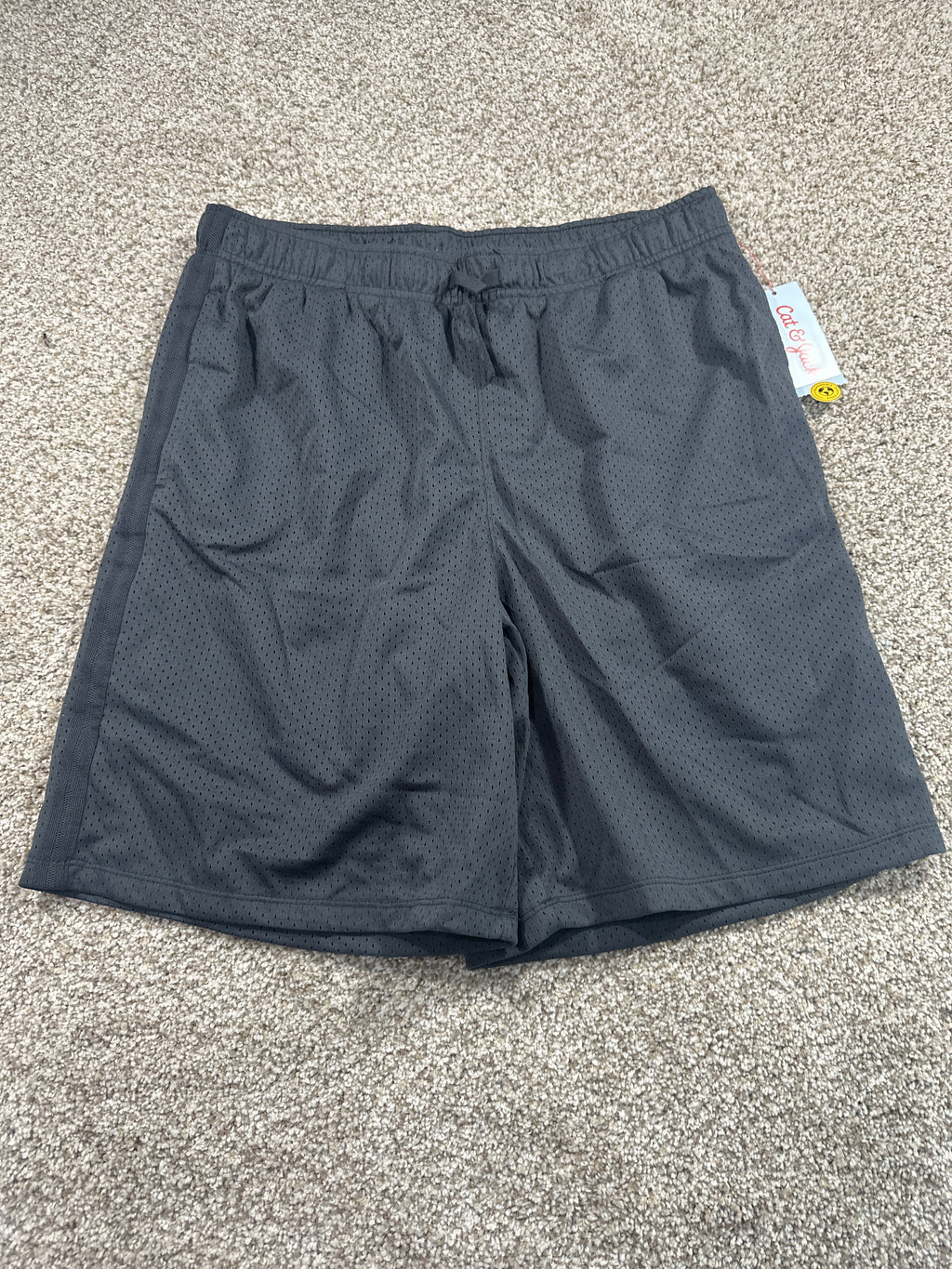 Cat & Jack Boys Charcoal Baggy Mesh Basketball Shorts XL 14 Husky NWT