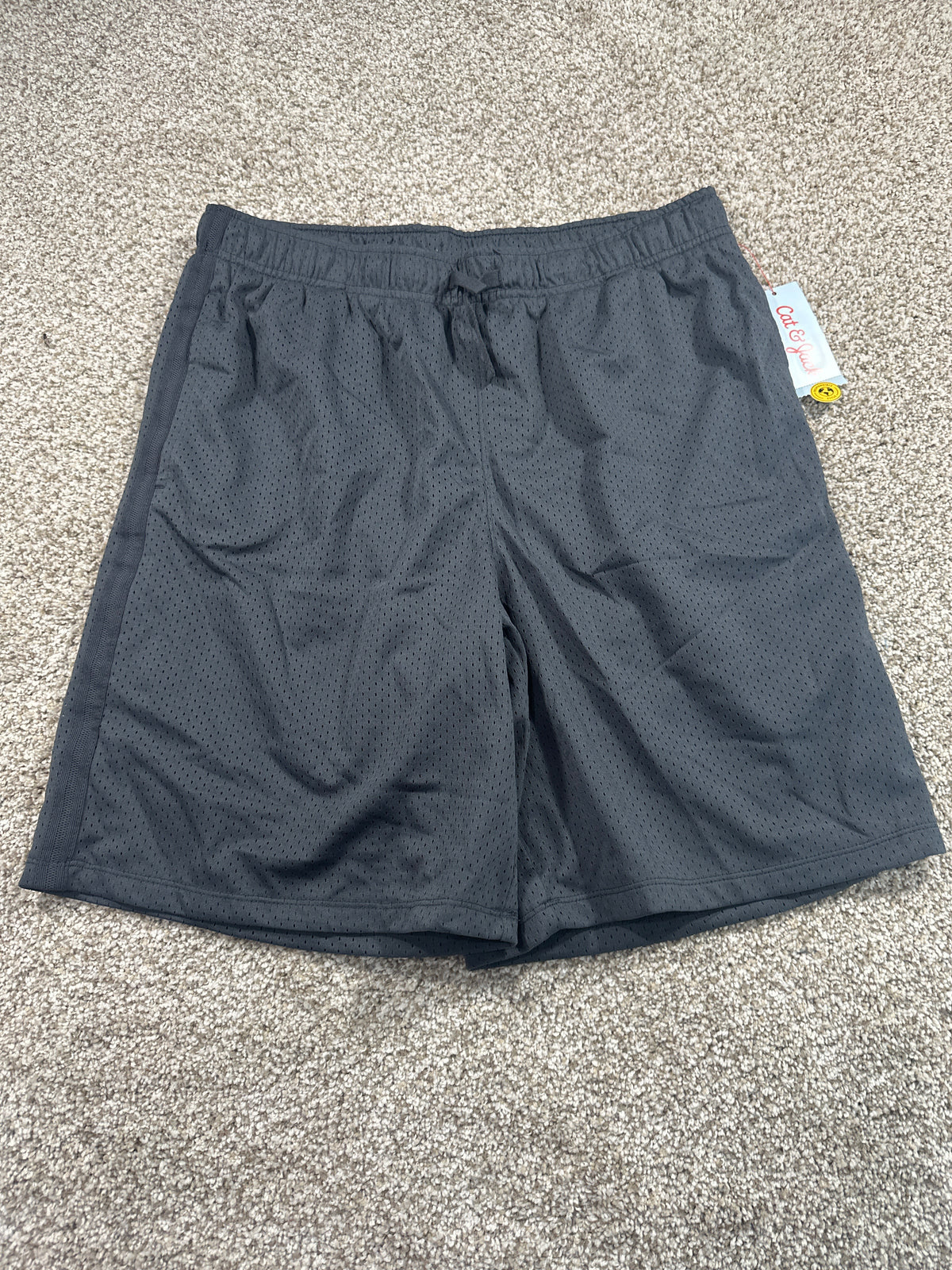 Cat & Jack Boys Charcoal Baggy Mesh Basketball Shorts XL 14 Husky NWT