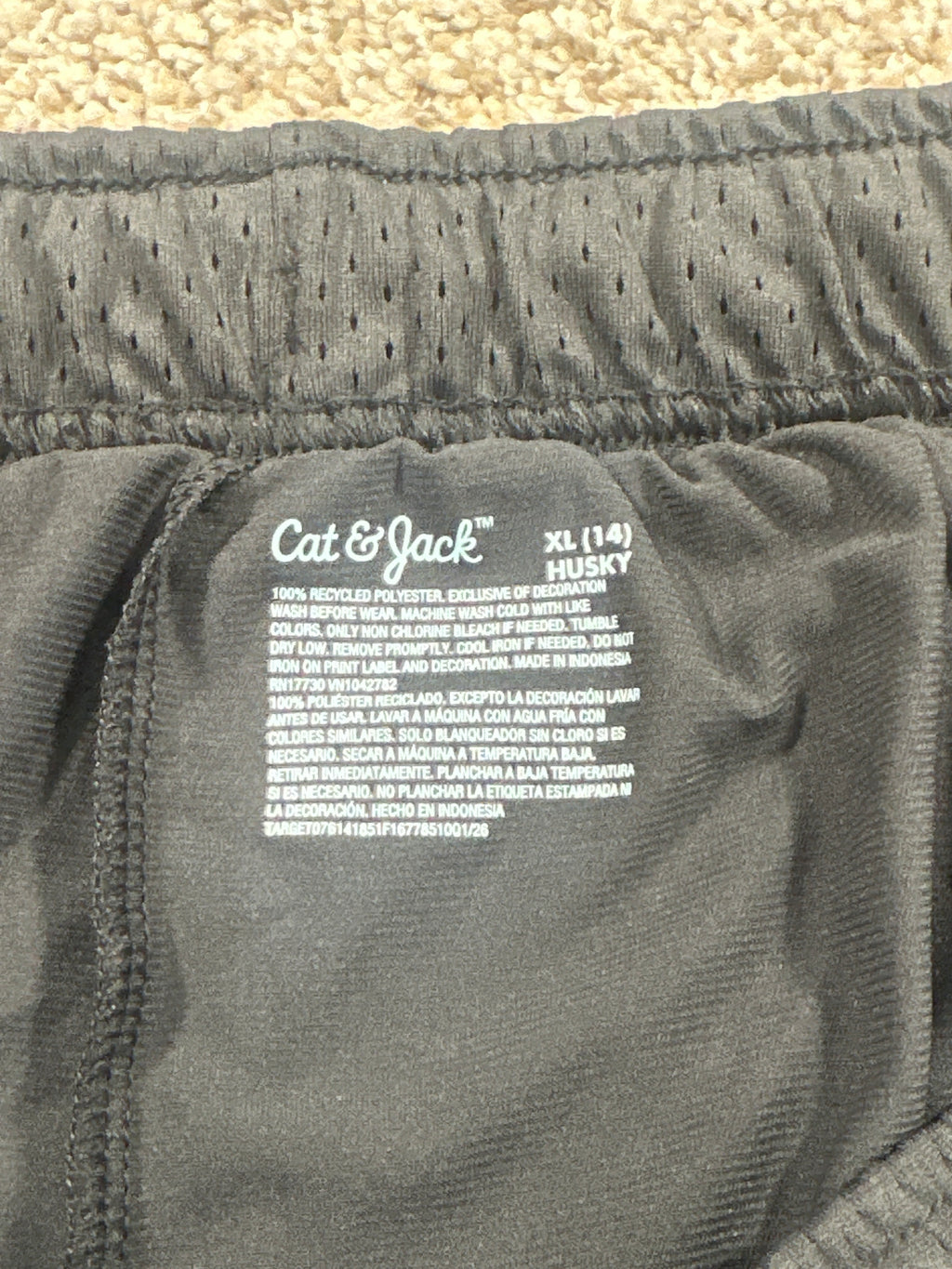 Cat & Jack Boys Charcoal Baggy Mesh Basketball Shorts XL 14 Husky NWT