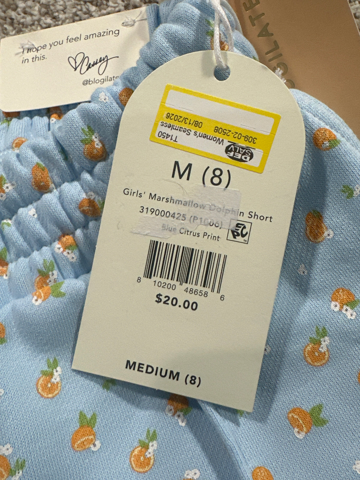 Blogilates Girls Blue Citrus Marshmallow Dolphin Shorts Size M 8 - photo 5