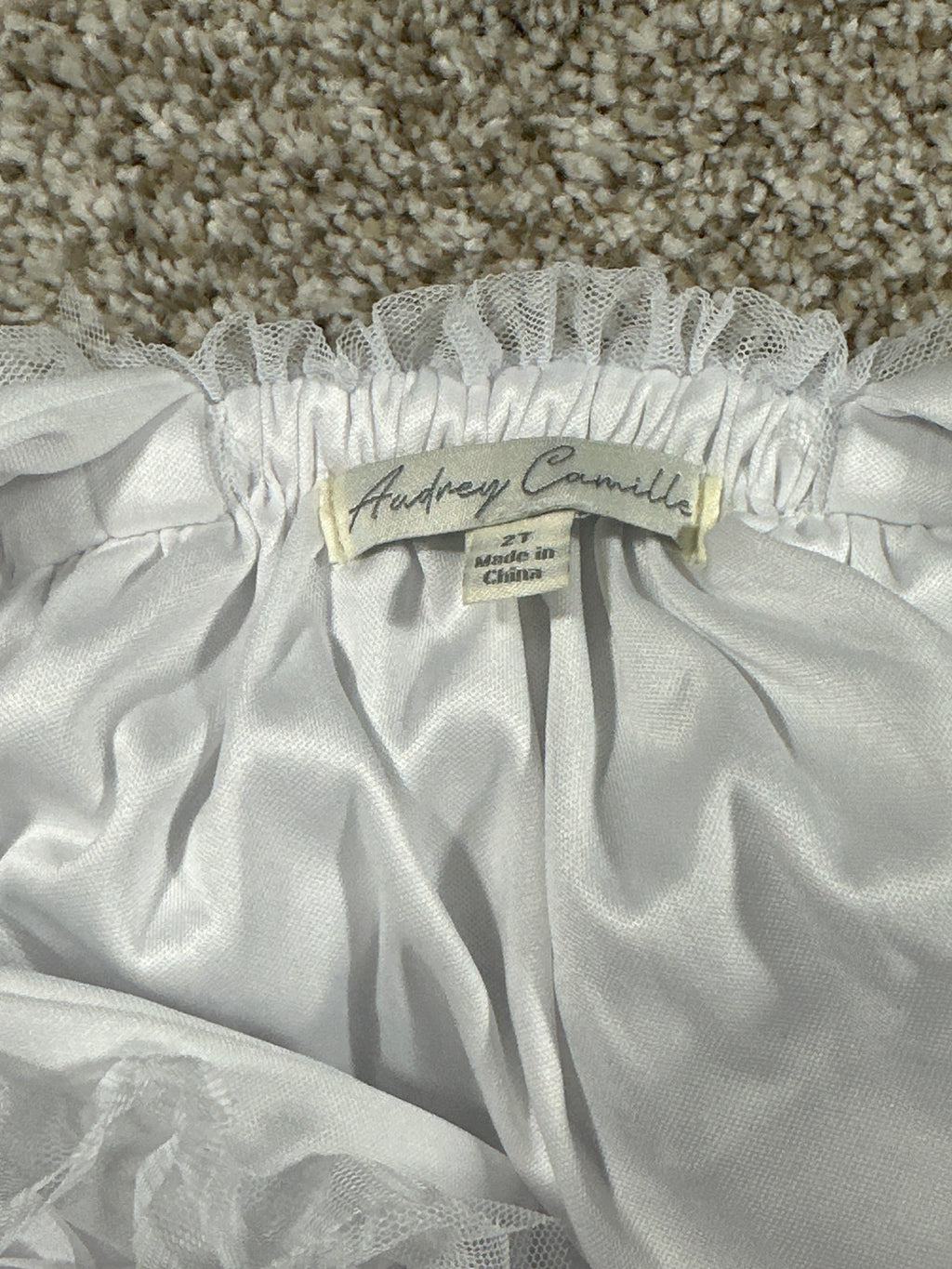 Audrey Camille Toddler Girls White Tulle Dress Size 2T label