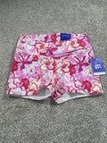 JoyLab women's tropical floral high-rise 3-inch bike shorts front view