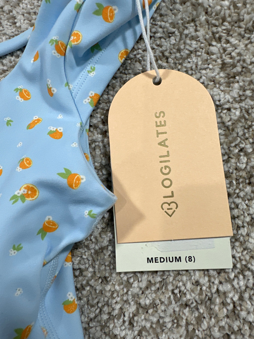 Blogilates Girls Blue Citrus Princess Cap Sleeve Tee Size M 8 size tag