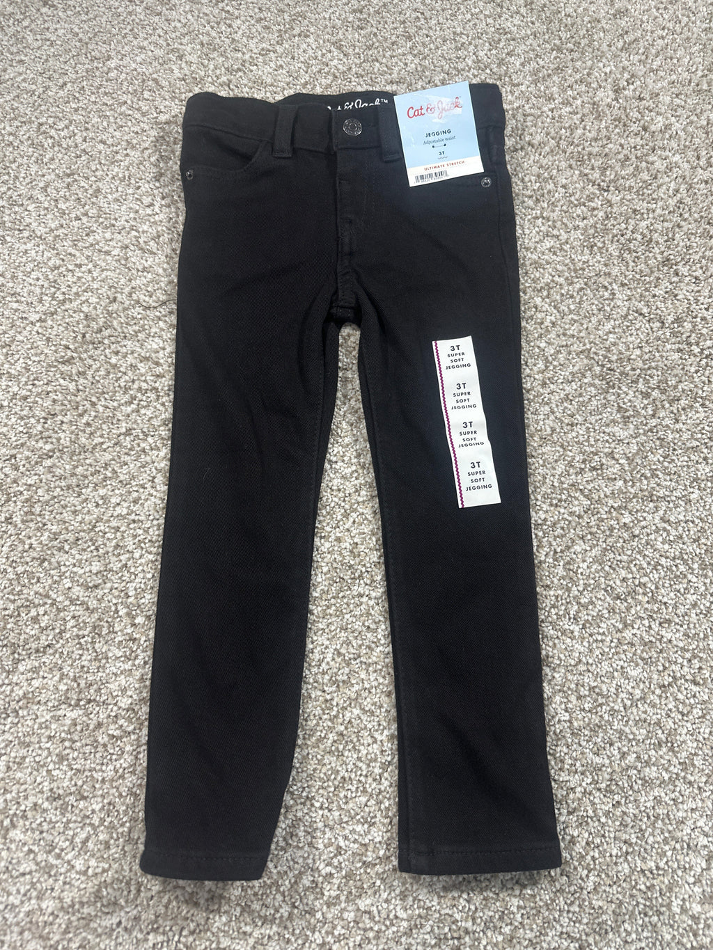 Cat & Jack toddler girls black ultimate stretch adjustable-waist jeggings, 3T