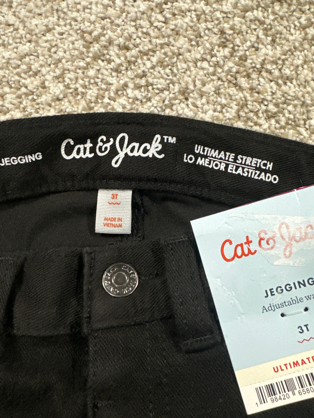 Cat & Jack toddler girls black ultimate stretch adjustable-waist jeggings, 3T