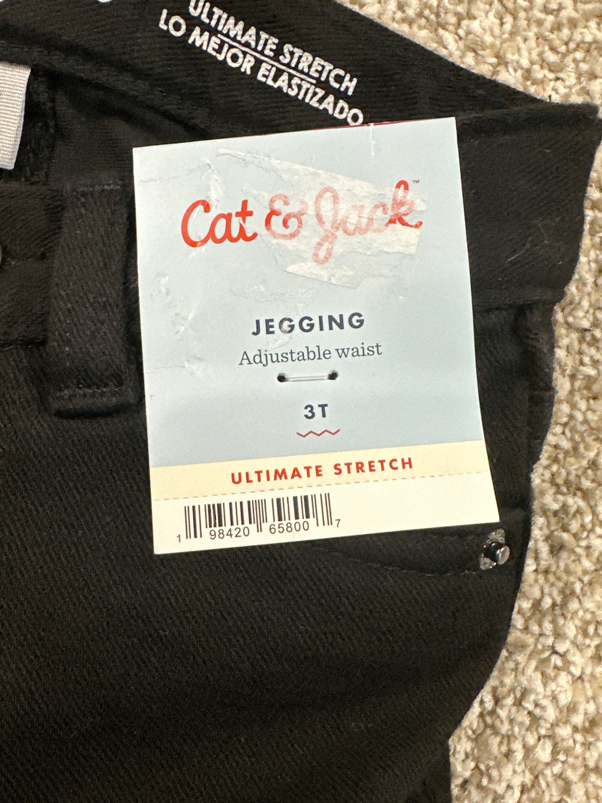 Cat & Jack toddler girls black ultimate stretch adjustable-waist jeggings, 3T
