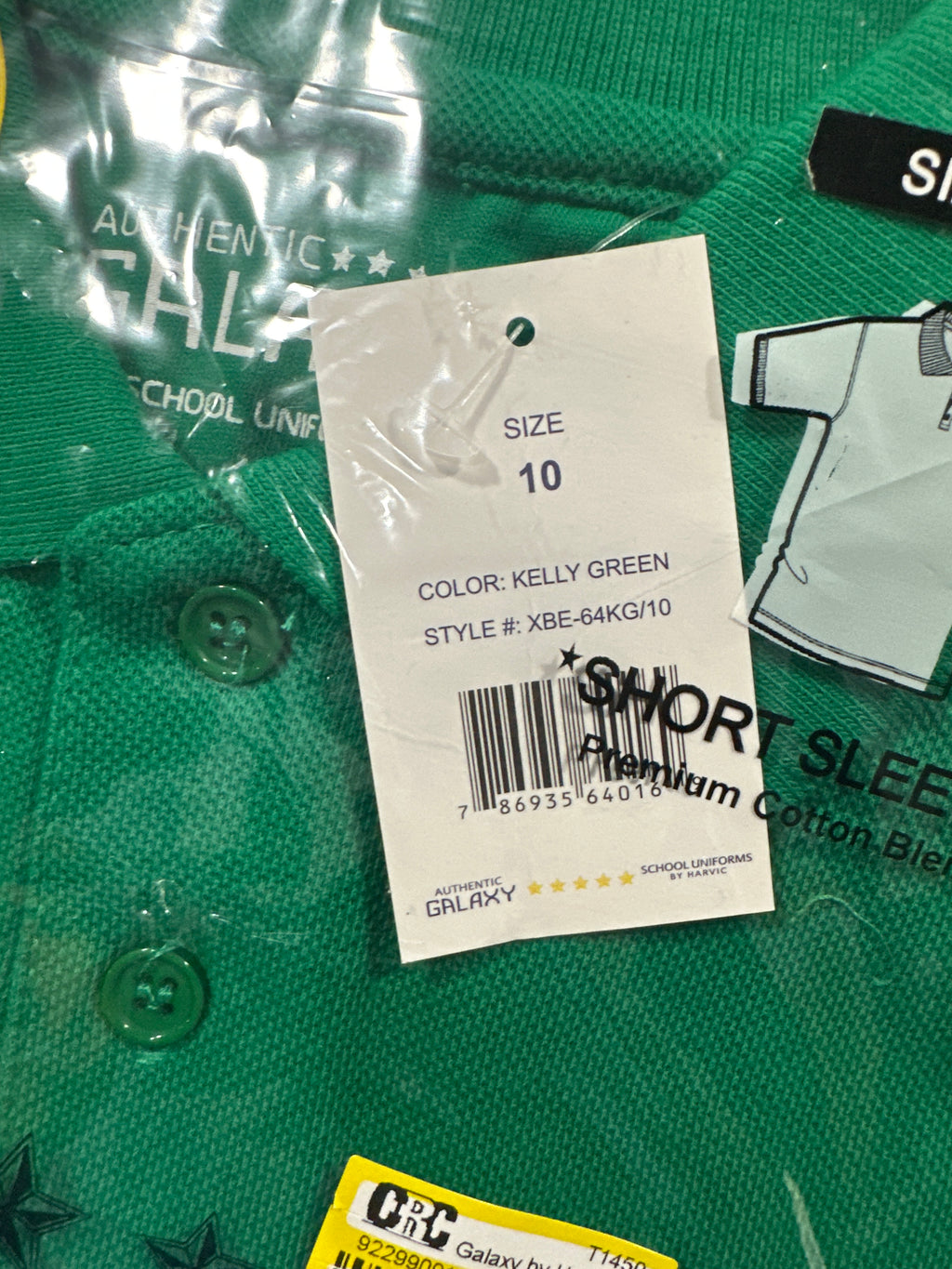 Galaxy by Harvic Boys Kelly Green School Uniform Polo Size 10 - photo 4