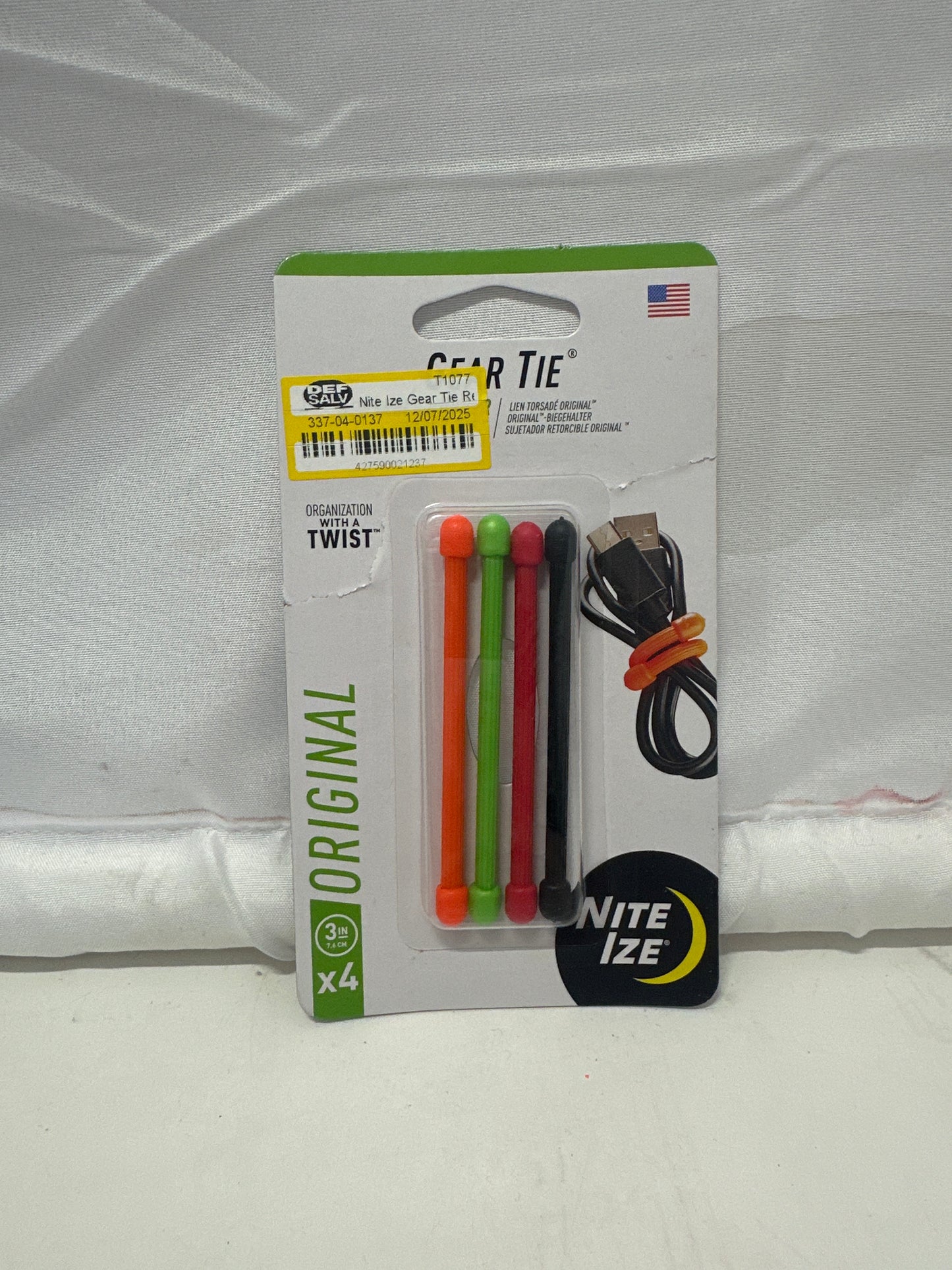 Nite Ize Gear Tie Original Reusable Rubber Twist Ties (4 Pack)