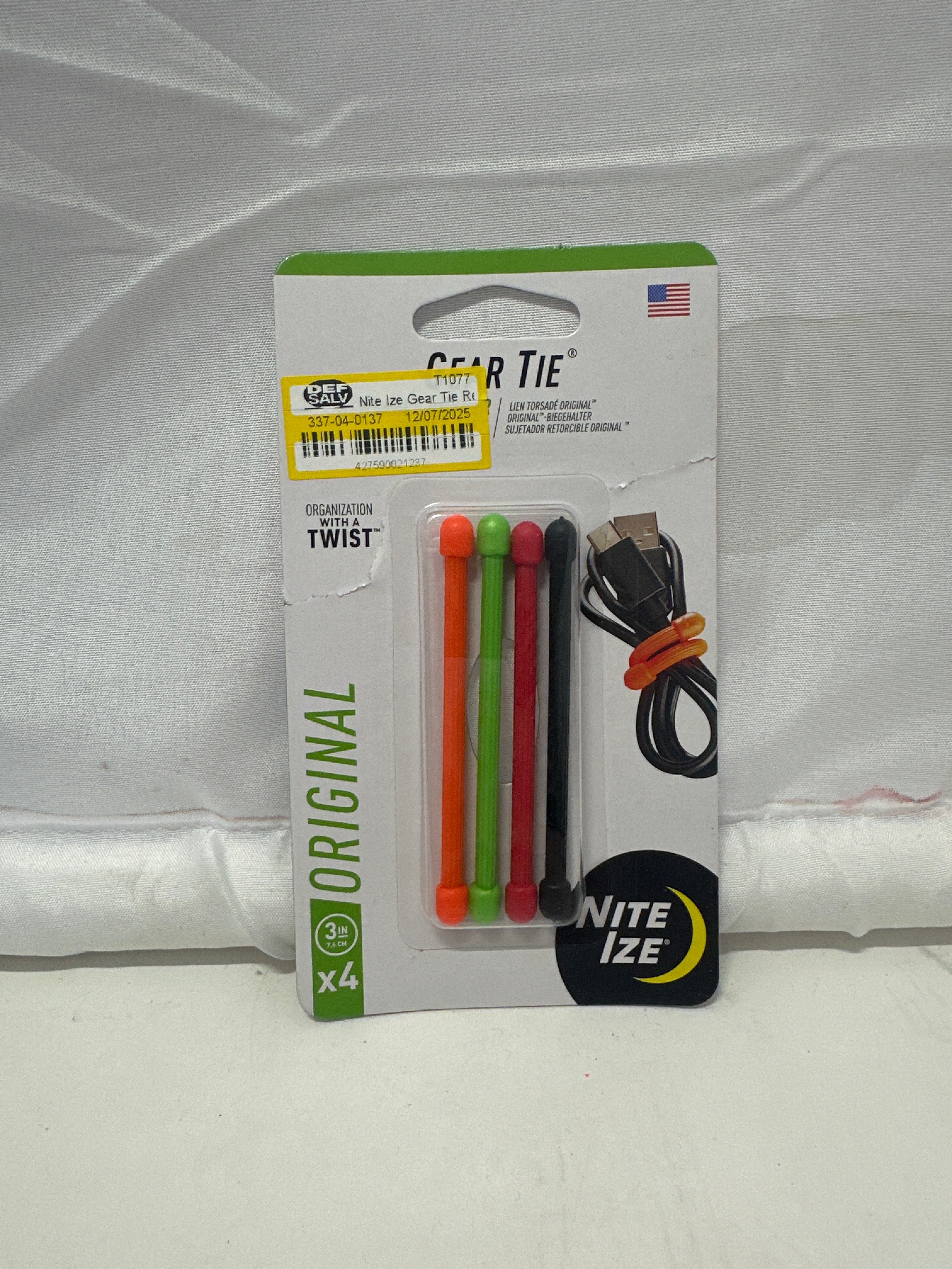 Nite Ize Gear Tie Original Reusable Rubber Twist Ties (4 Pack)