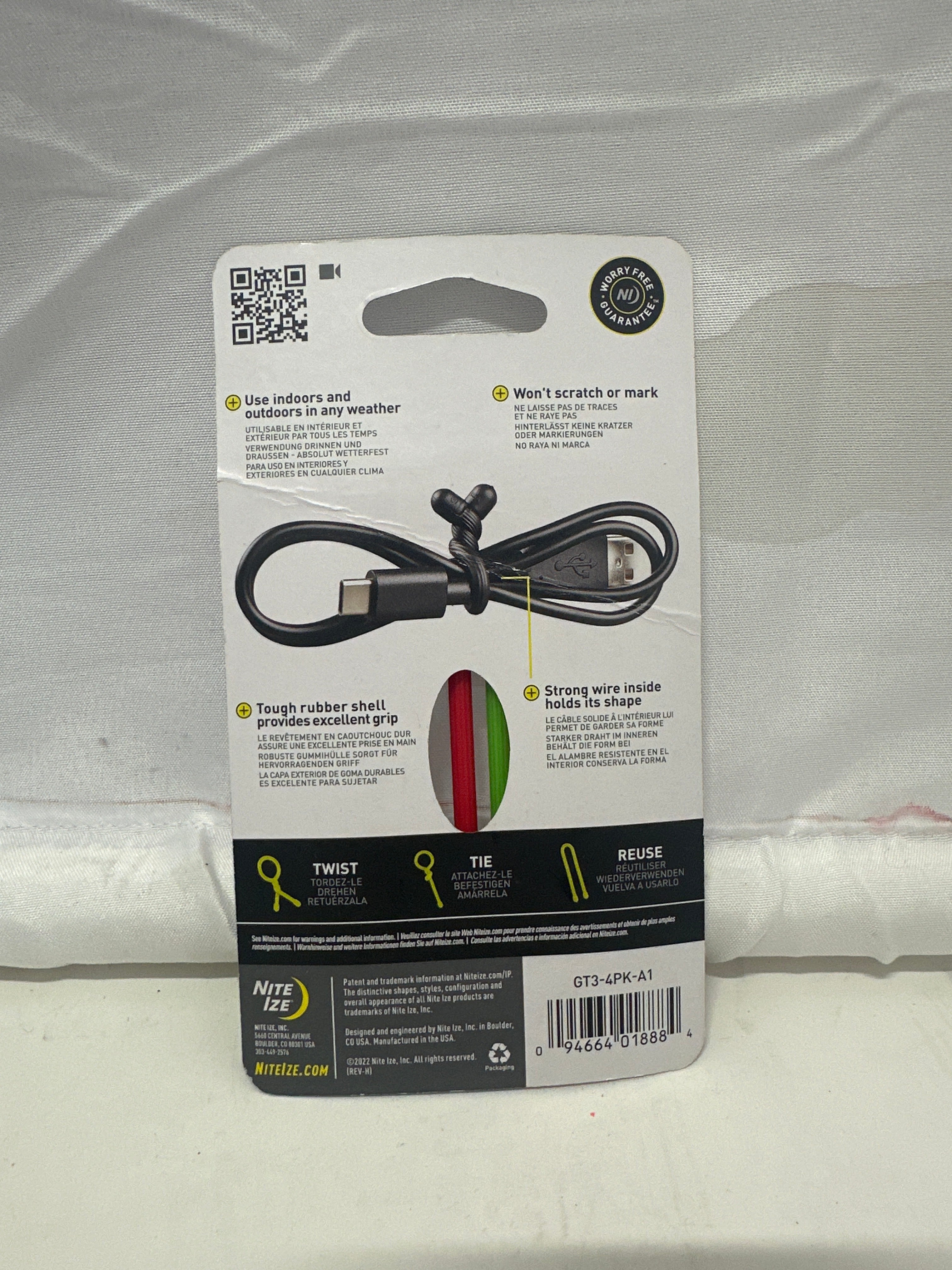 Nite Ize Gear Tie Original Reusable Rubber Twist Ties (4 Pack)