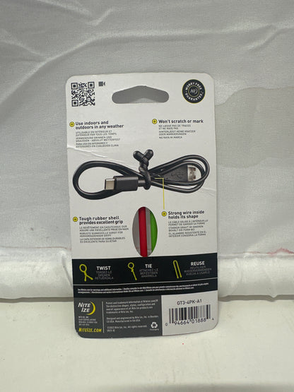 Nite Ize Gear Tie Original Reusable Rubber Twist Ties (4 Pack)