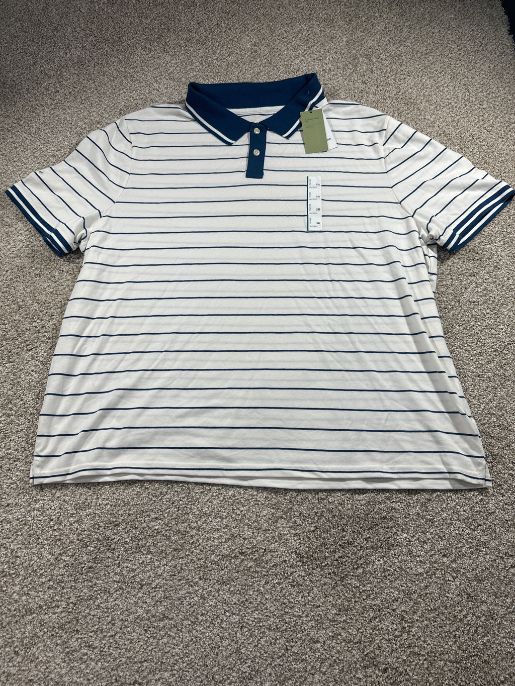 Goodfellow & Co The Every Wear Polo 3XL white navy striped front