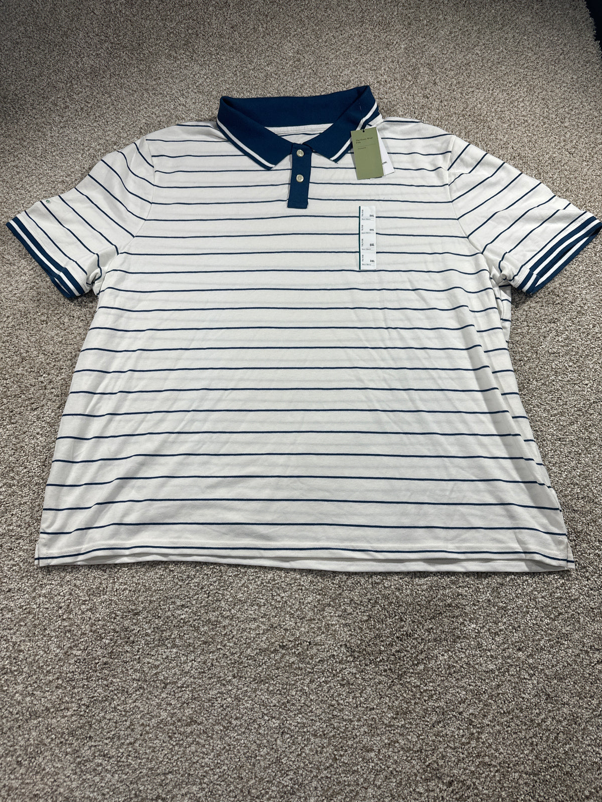 Goodfellow & Co The Every Wear Polo 3XL white navy striped front