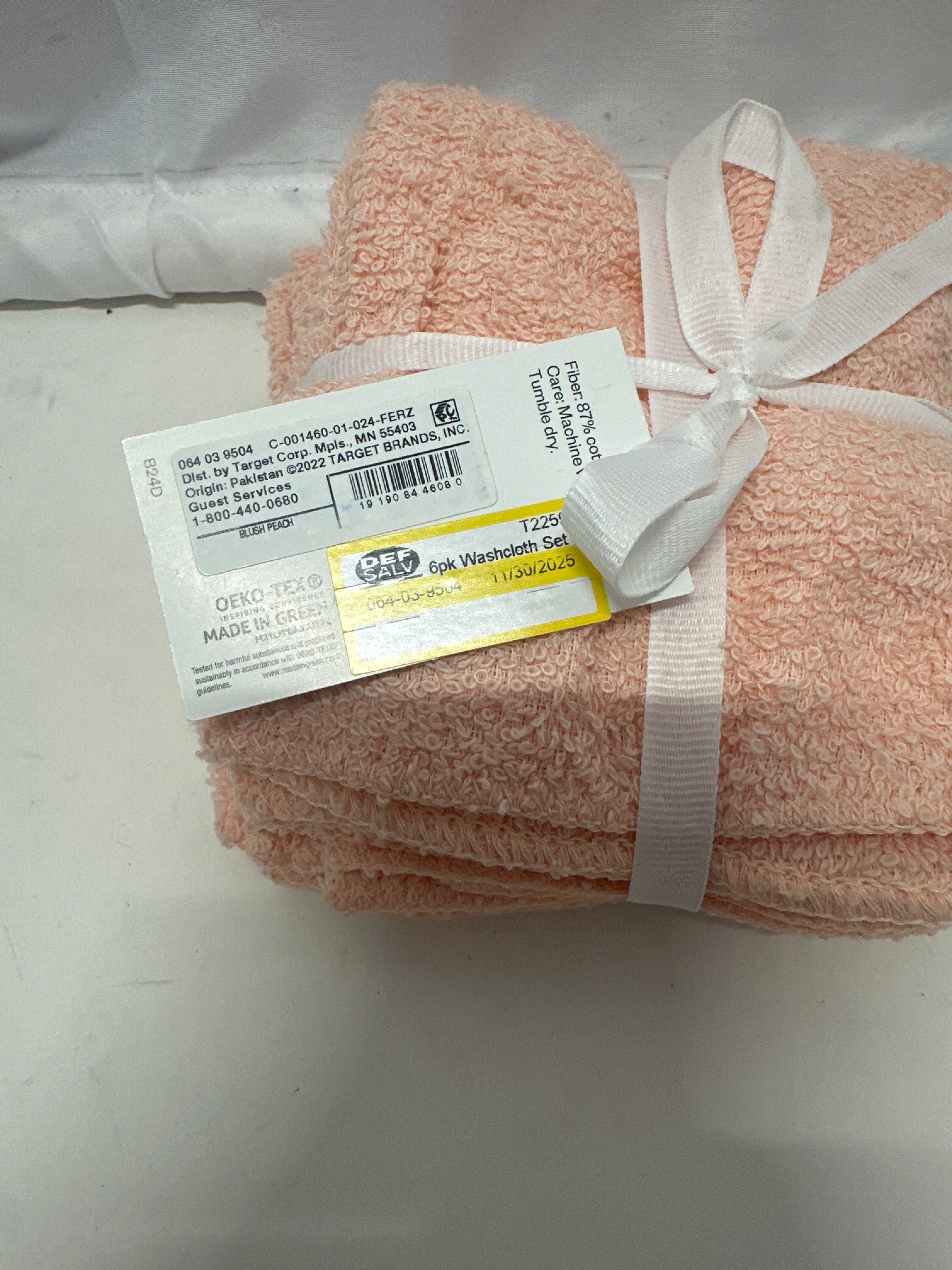Room Essentials Washcloths (6 Pack)-Peach