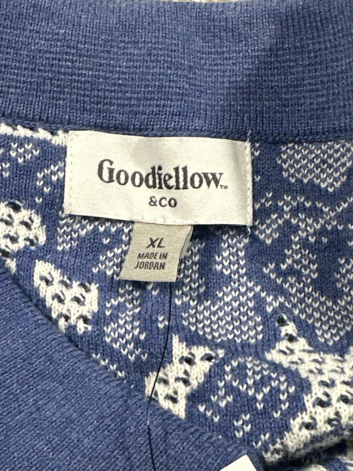 Goodfellow & Co short sleeve full button sweater polo XL brand and size label