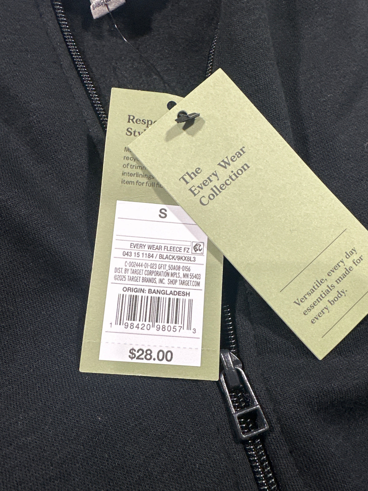 Goodfellow & Co Every Wear full zip hoodie S UPC tag