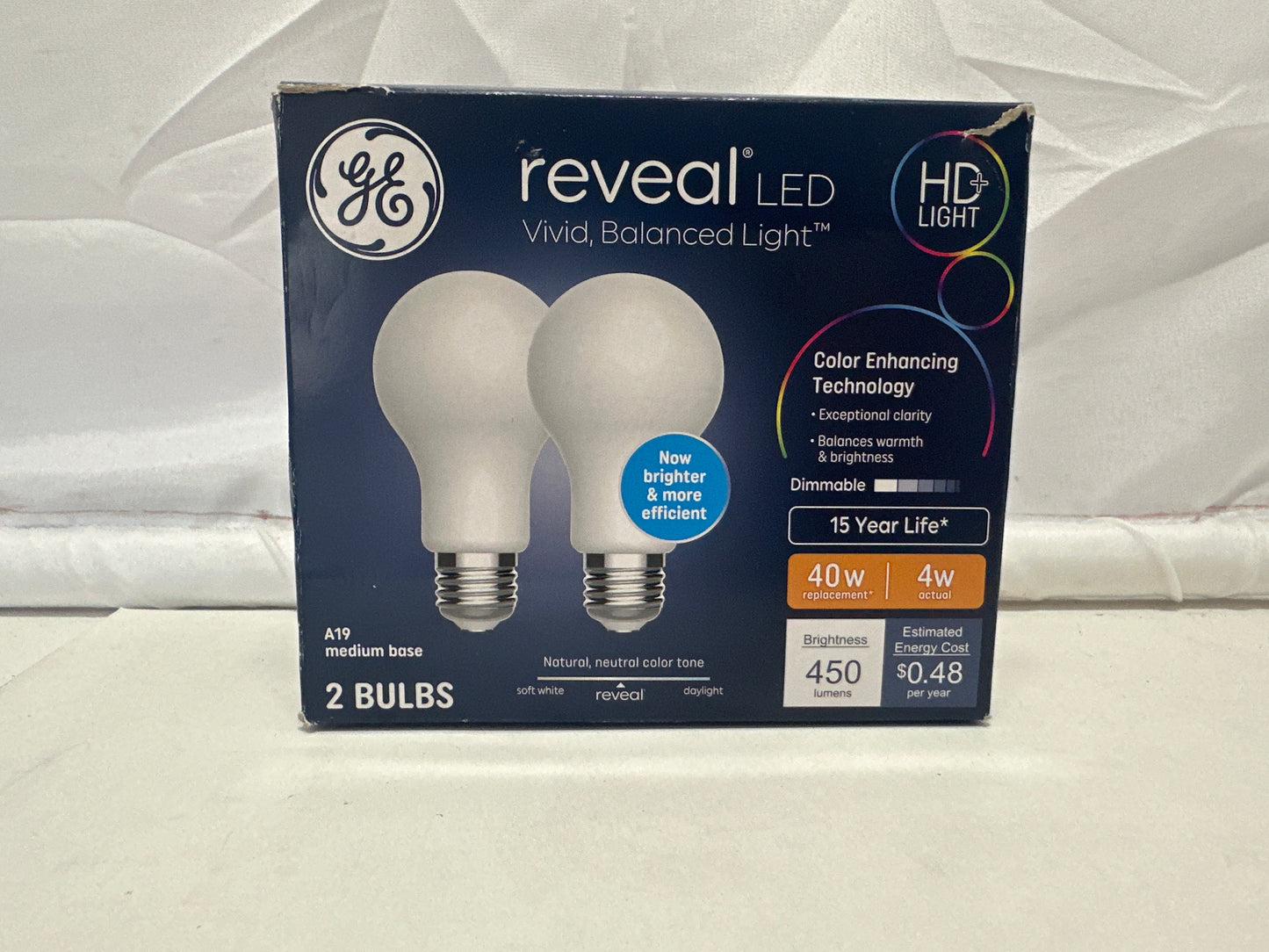 GE Reveal LED Light Bulbs – A19 Medium Base (2 Pack)
