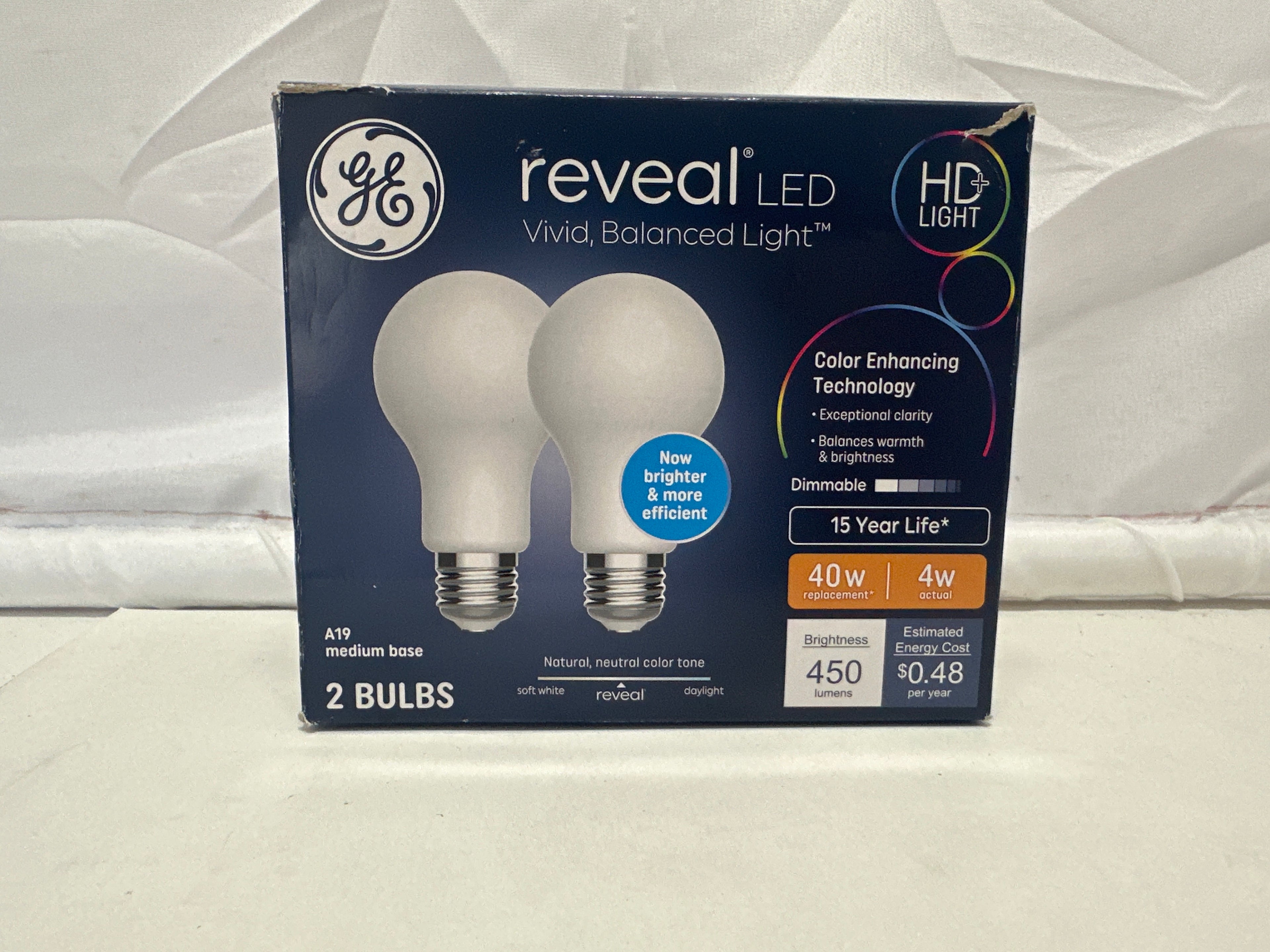 GE Reveal LED Light Bulbs – A19 Medium Base (2 Pack)