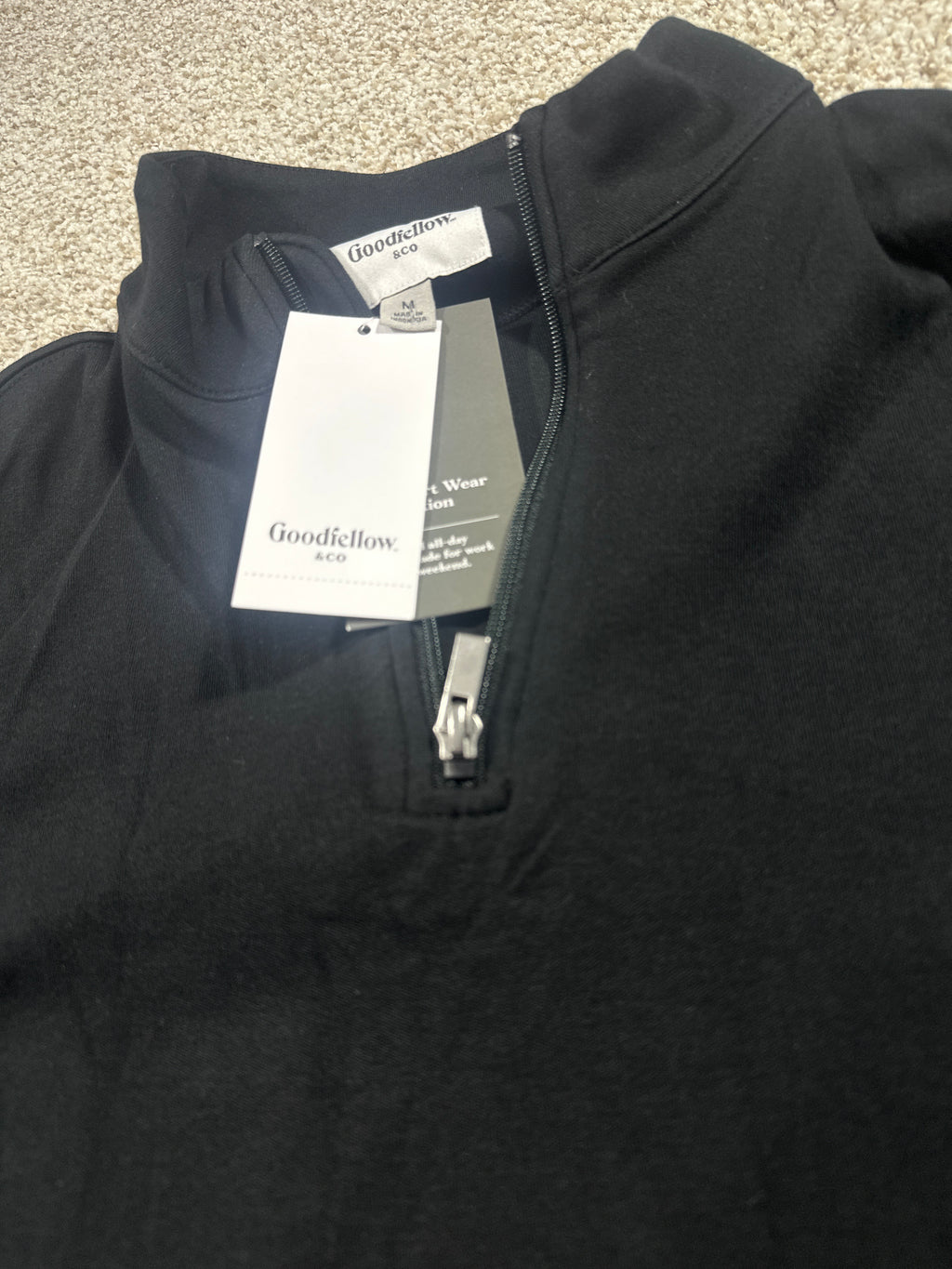 Goodfellow & Co Premium quarter zip fleece pullover M black details