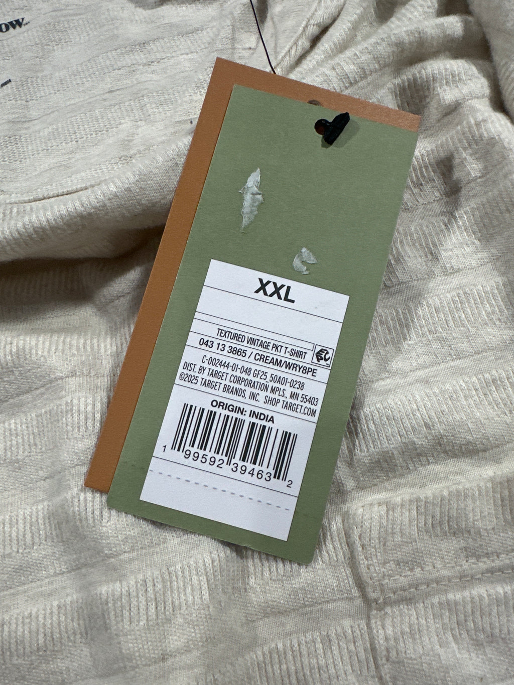 Goodfellow & Co textured vintage pocket T-shirt XXL cream