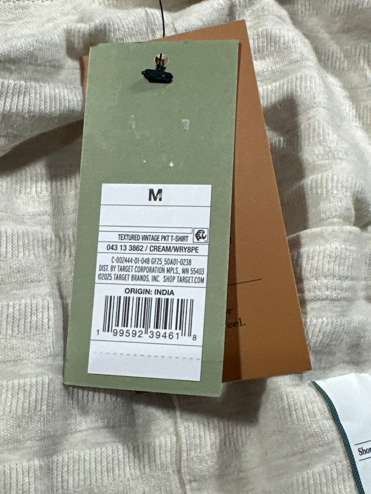 Goodfellow & Co textured vintage pocket T-shirt medium cream