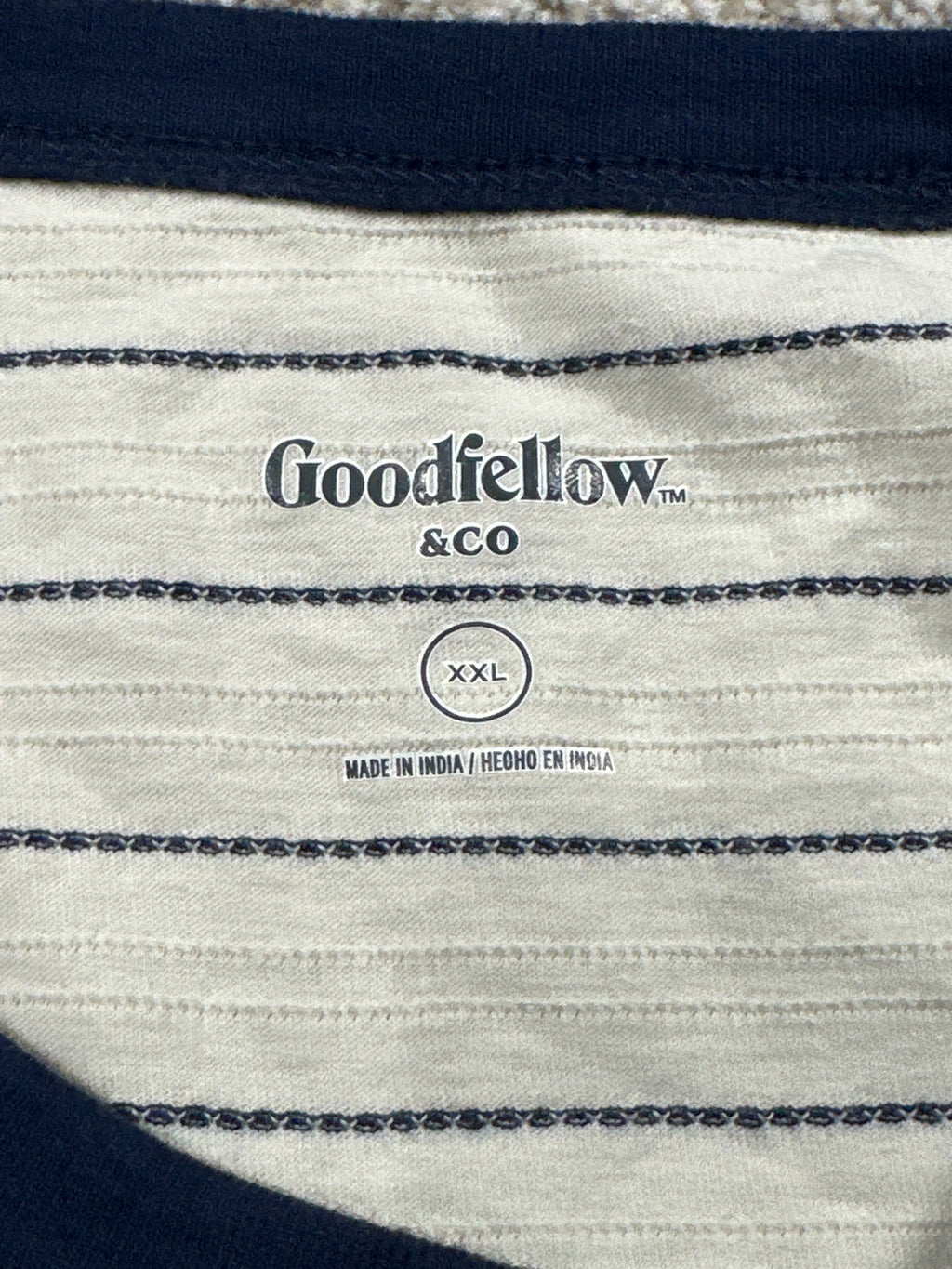 Goodfellow & Co textured vintage pocket T-shirt XXL off-white navy stripe