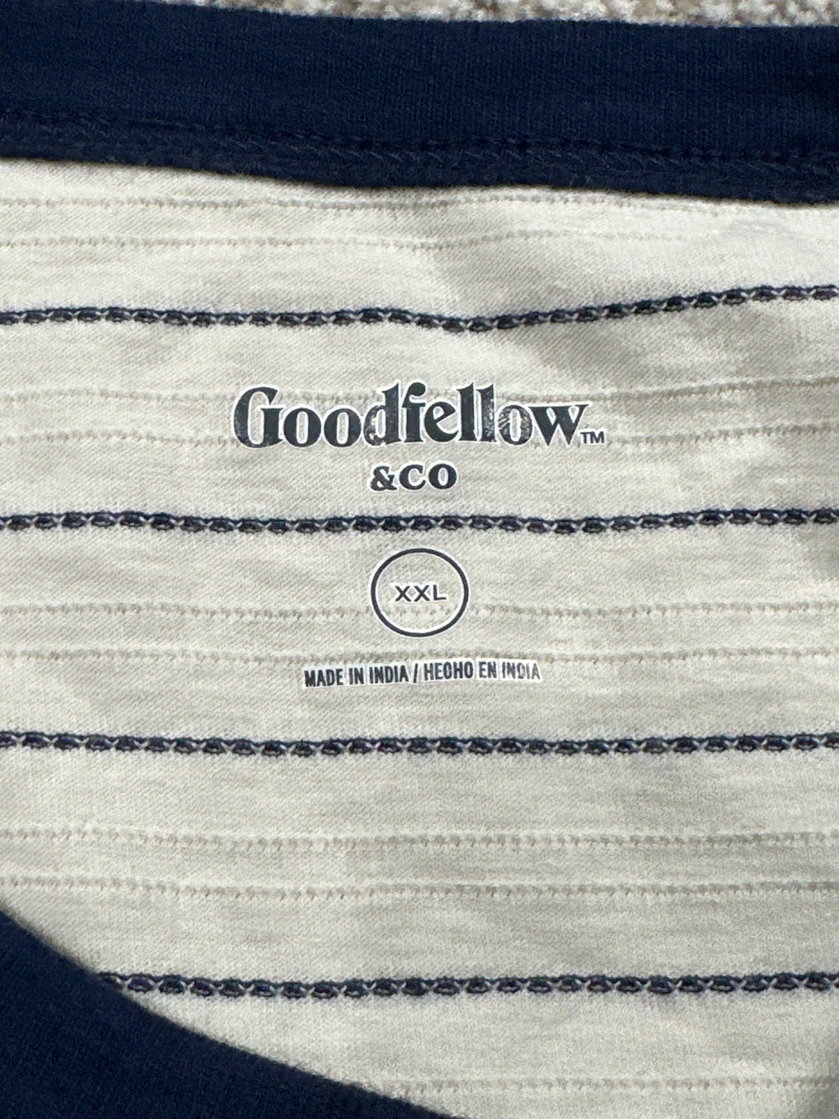 Goodfellow & Co textured vintage pocket T-shirt XXL off-white navy stripe