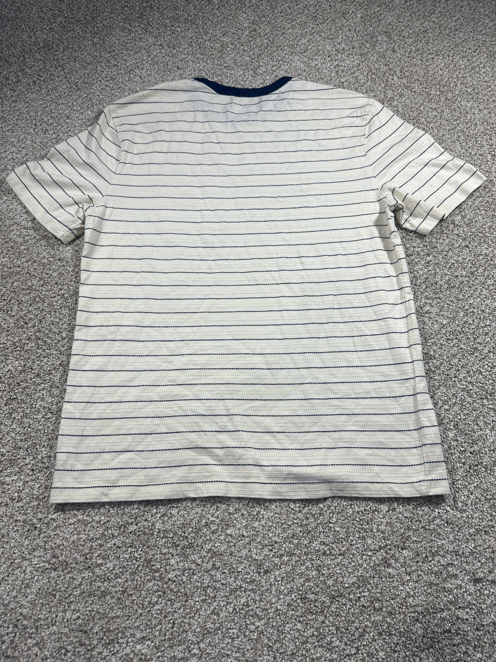 Goodfellow & Co textured vintage pocket T-shirt small off-white navy stripe