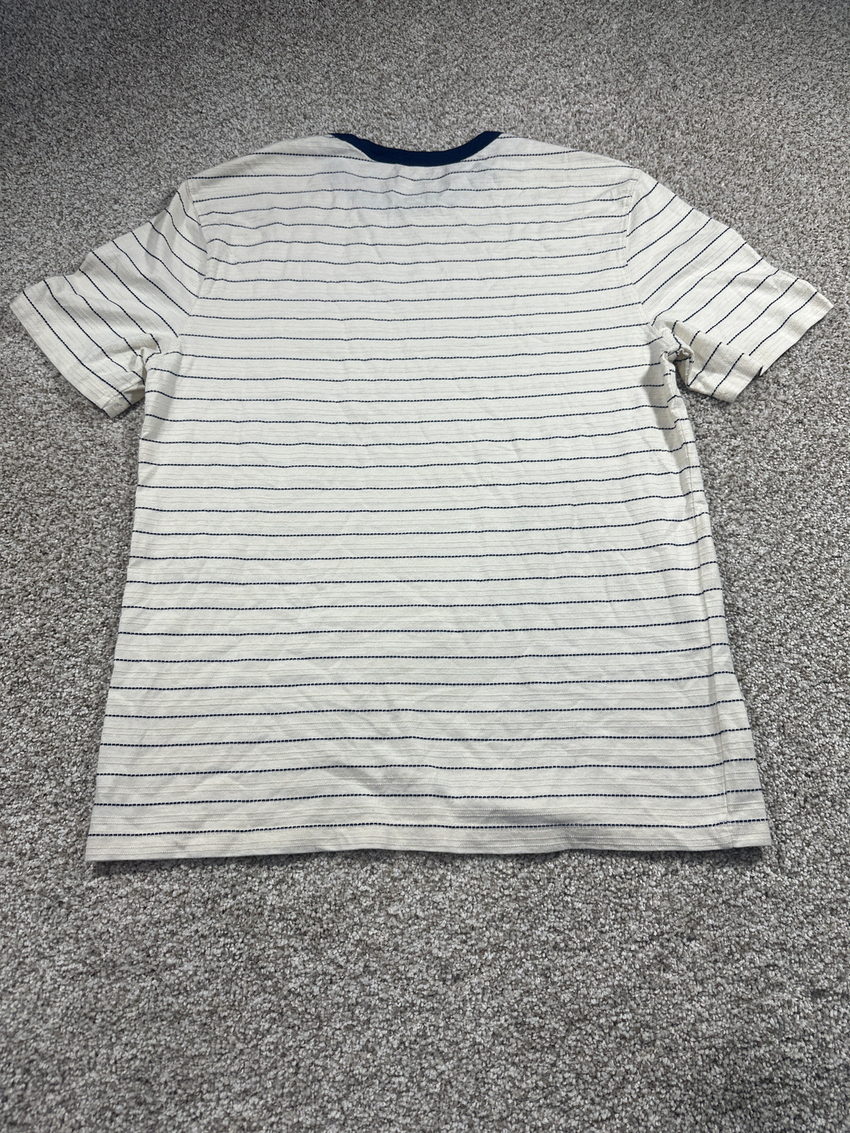 Goodfellow & Co textured vintage pocket T-shirt small off-white navy stripe