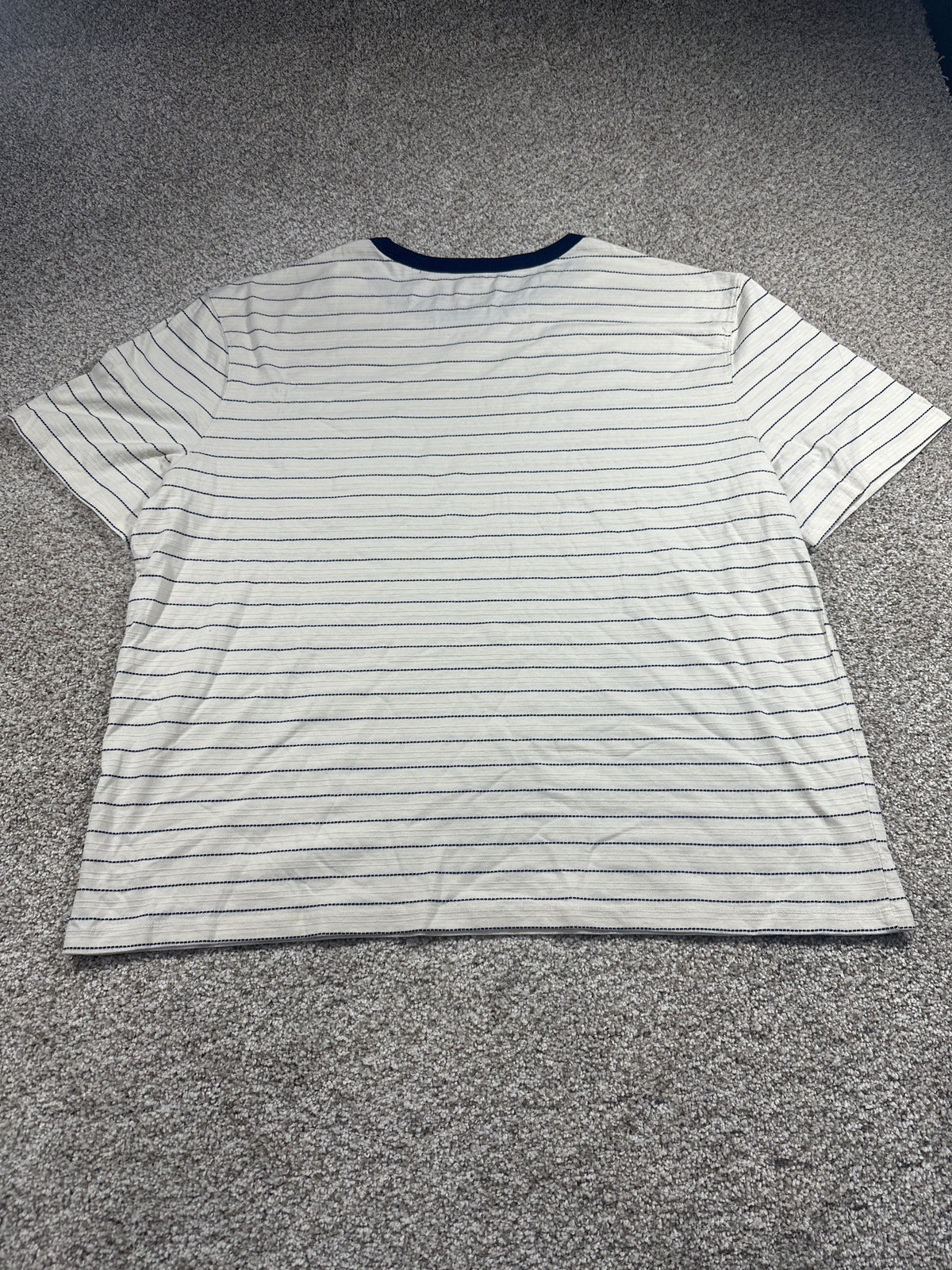 Goodfellow & Co textured vintage pocket T-shirt XL off-white navy stripe