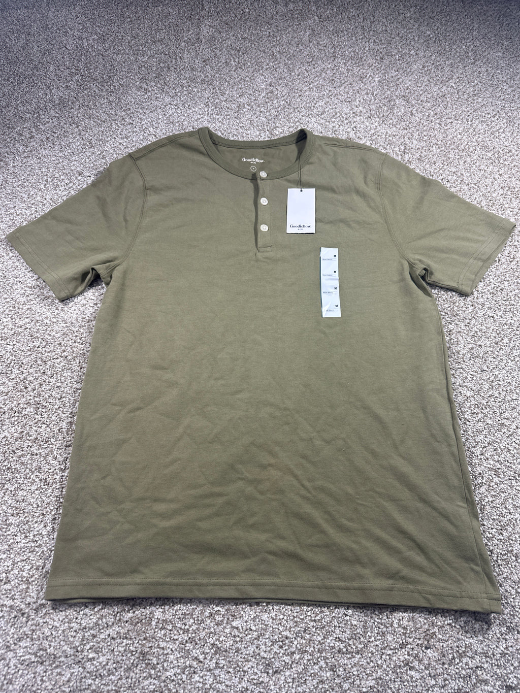 Goodfellow & Co vintage henley T-shirt men's medium olive green