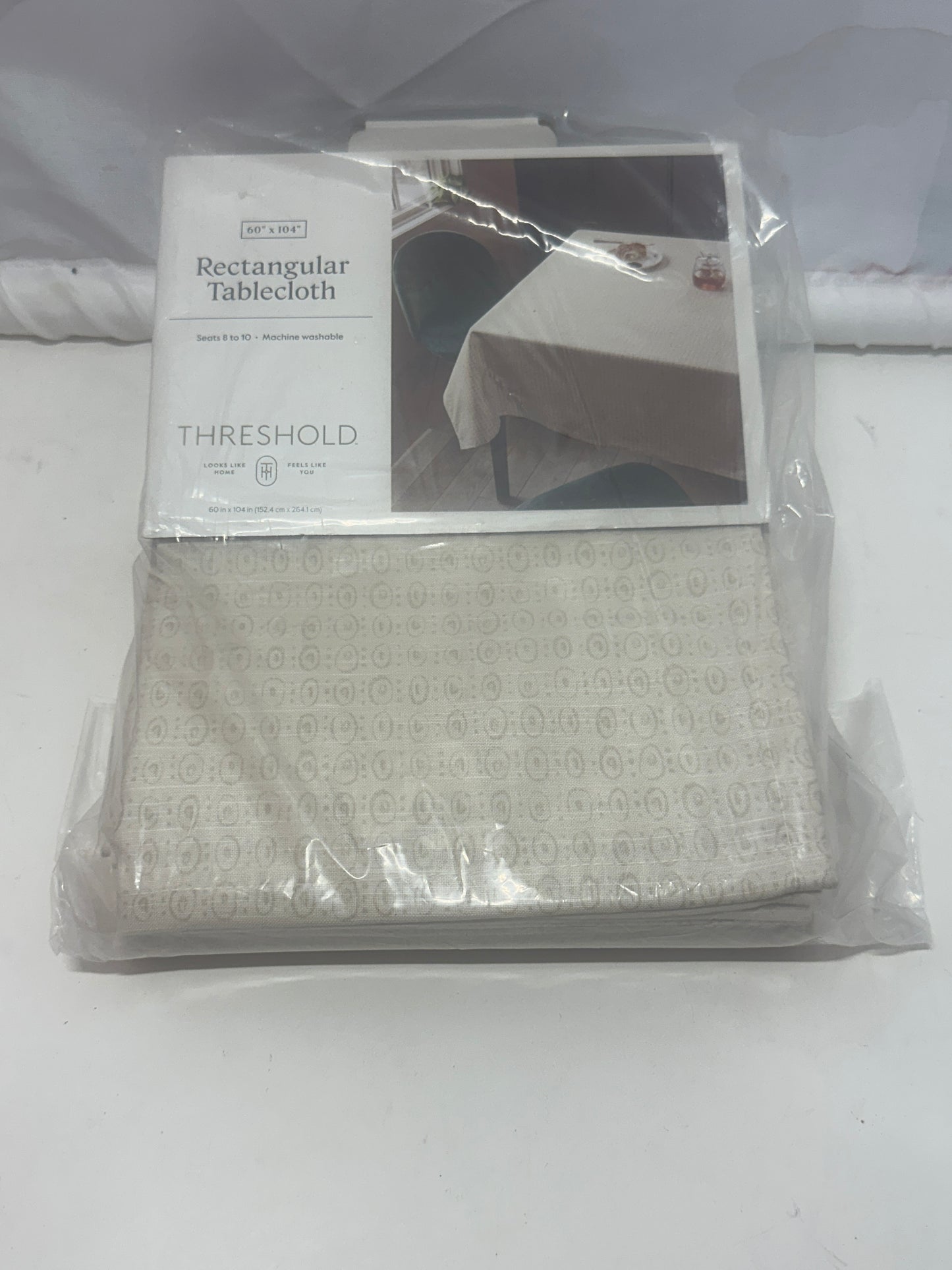 Threshold Rectangular Tablecloth Neutral Pattern Washable