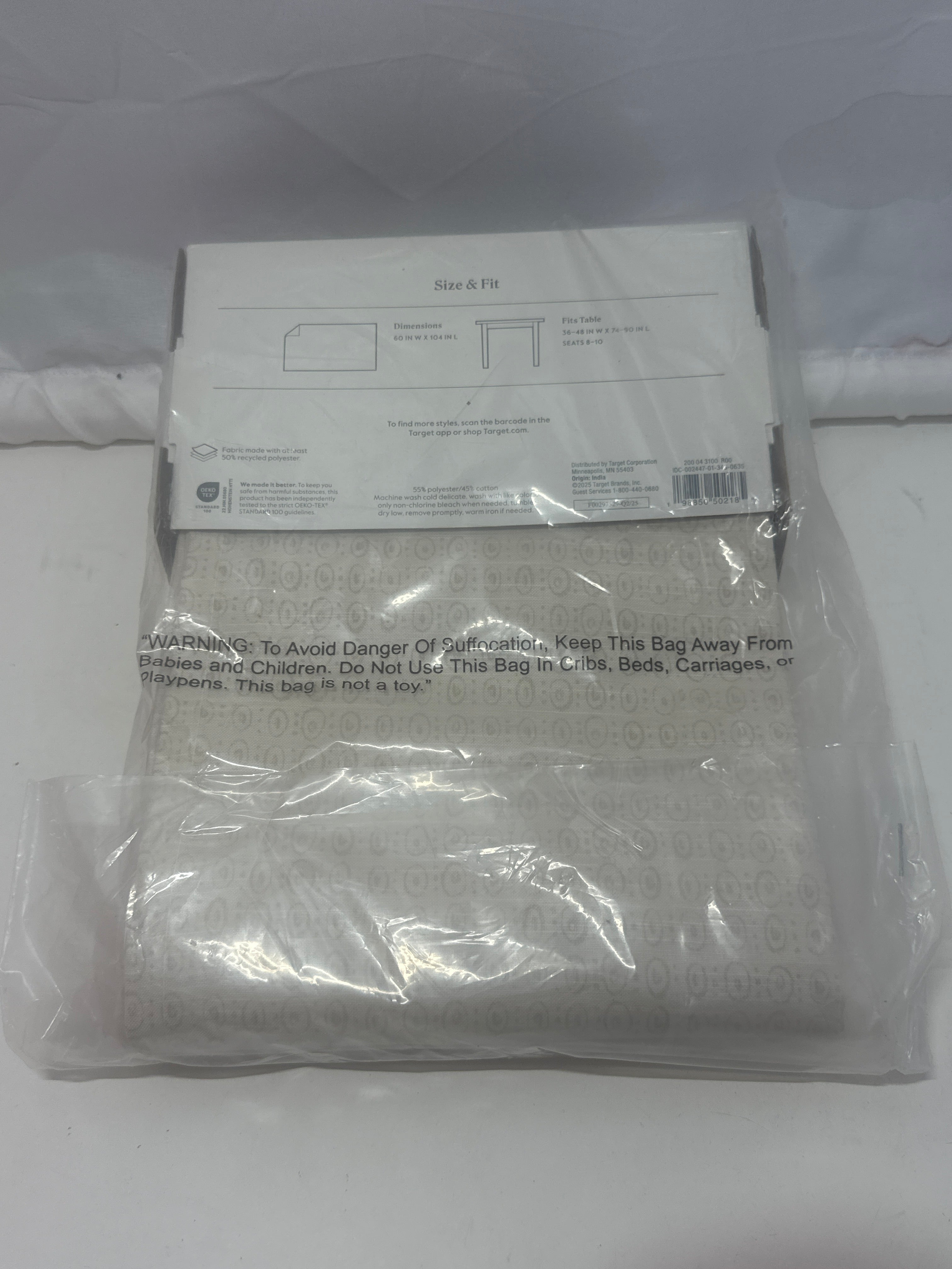 Threshold Rectangular Tablecloth Neutral Pattern Washable