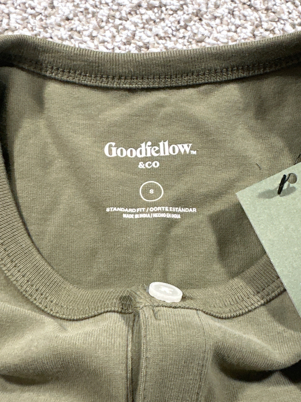 Goodfellow & Co vintage henley T-shirt men's small olive green