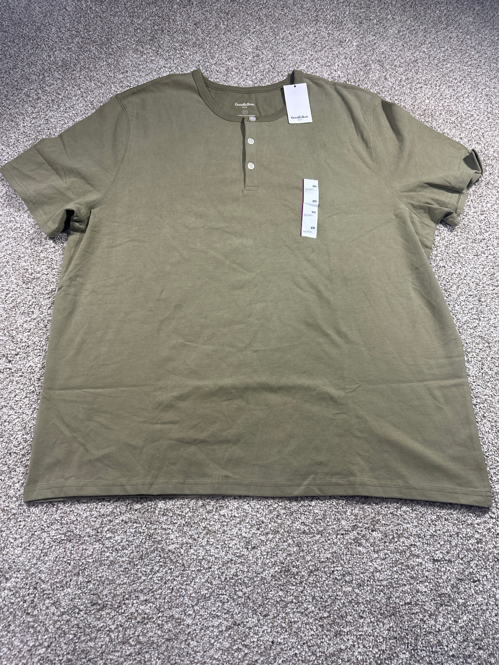 Goodfellow & Co vintage henley T-shirt men's XXL olive green