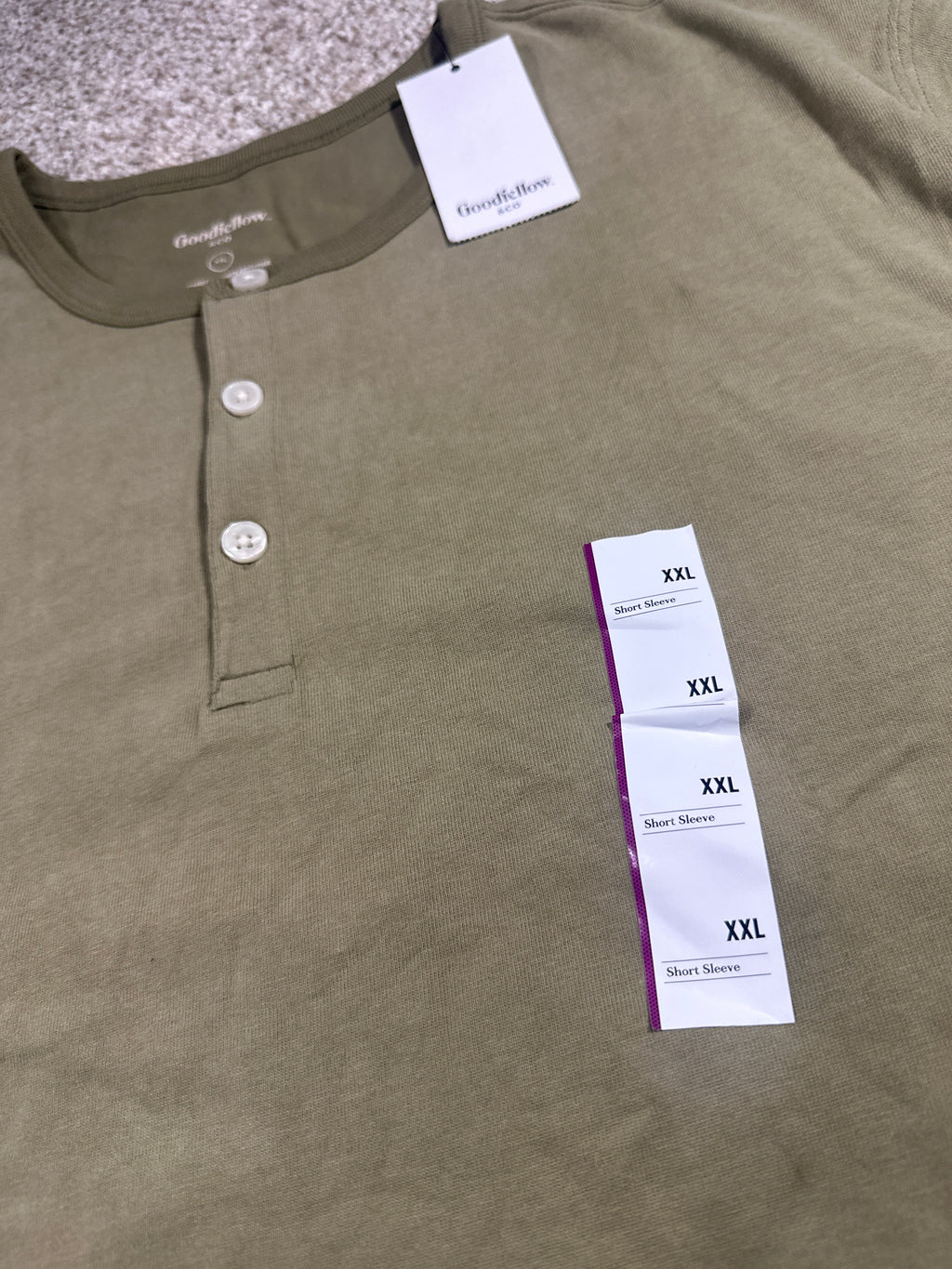 Goodfellow & Co vintage henley T-shirt men's XXL olive green