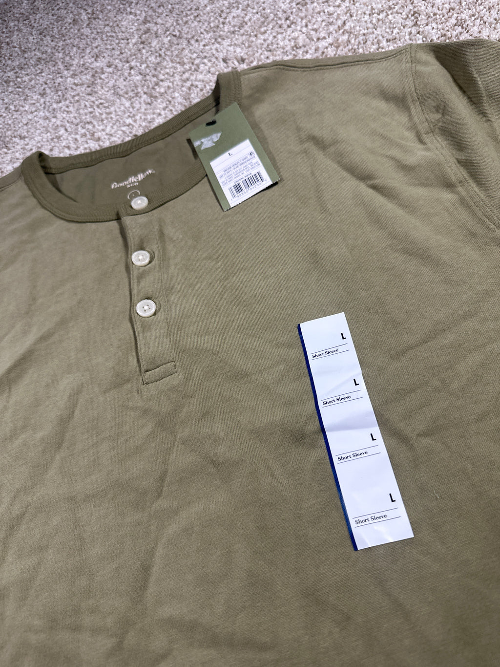 Goodfellow & Co vintage henley T-shirt men's large olive green