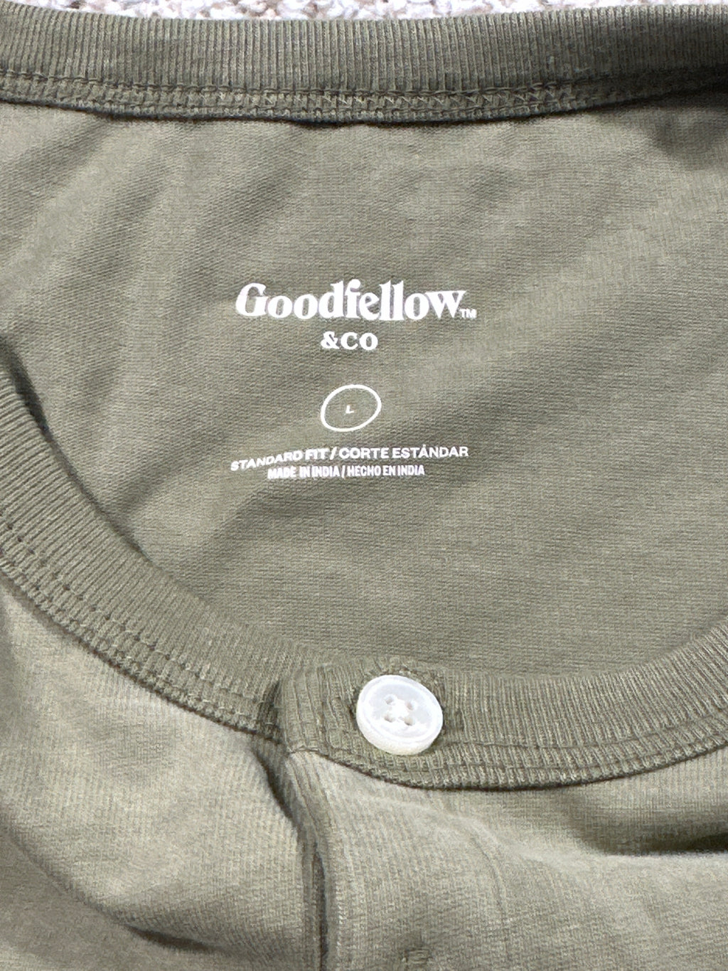 Goodfellow & Co vintage henley T-shirt men's large olive green