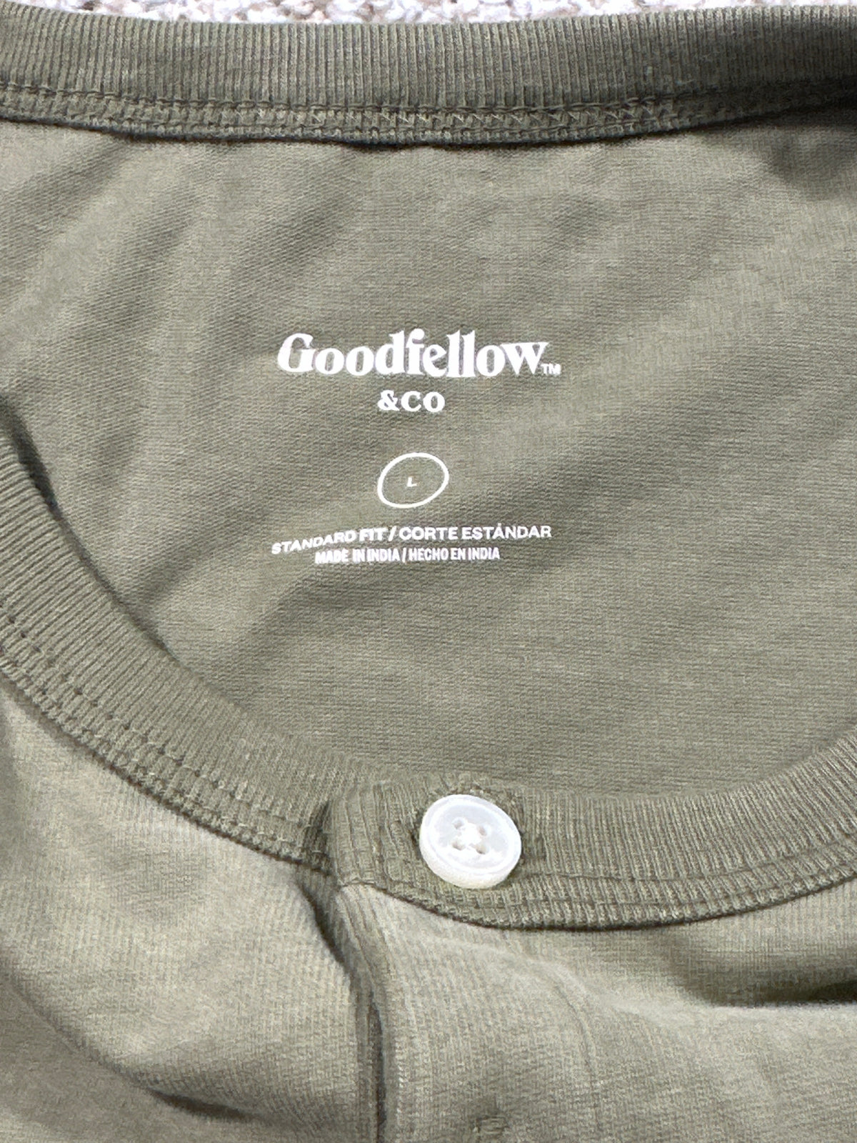 Goodfellow & Co vintage henley T-shirt men's large olive green