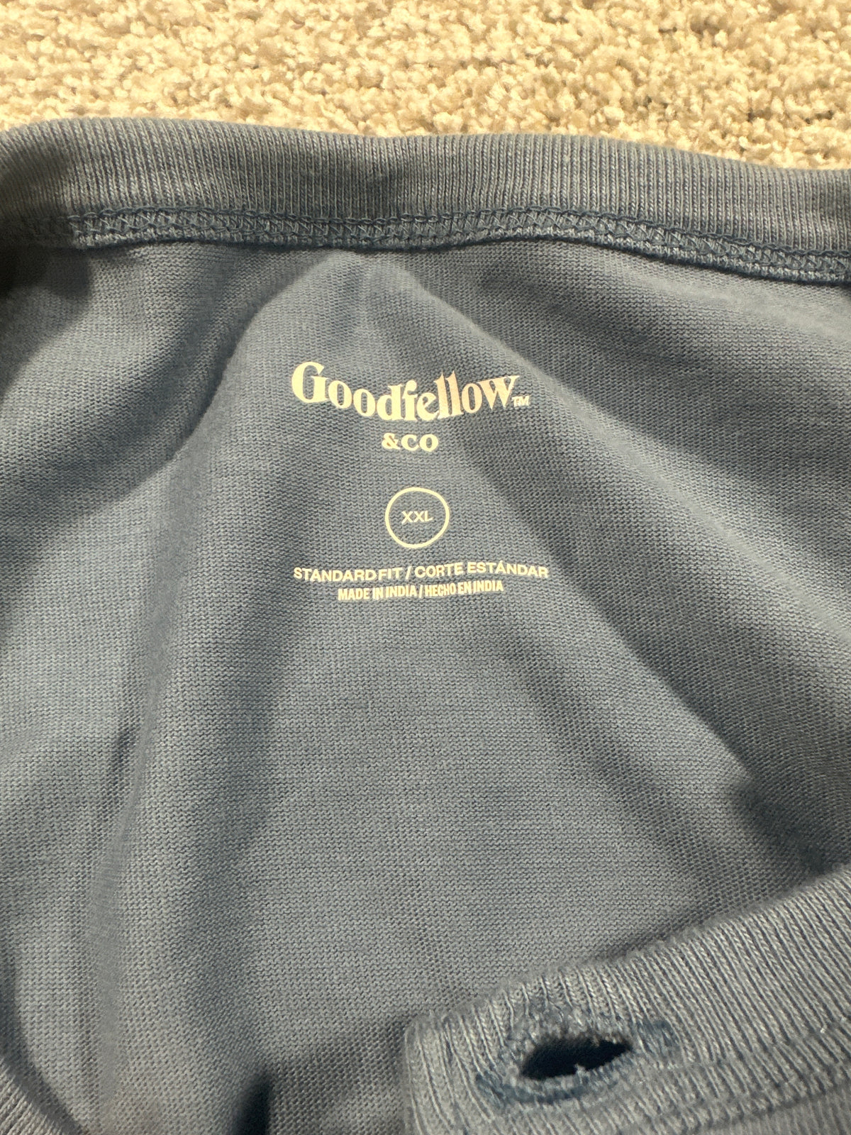 Goodfellow & Co vintage henley T-shirt men's XXL blue