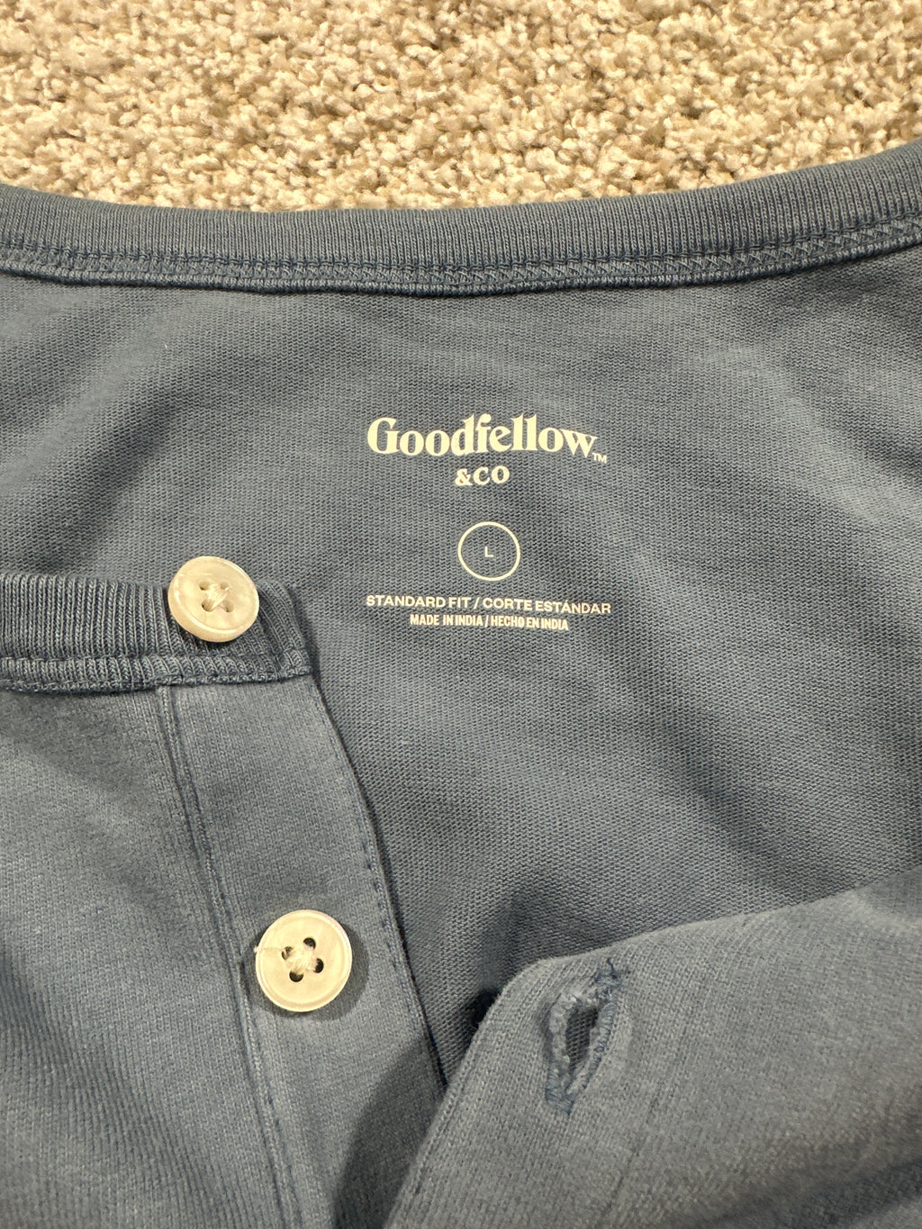 Goodfellow & Co vintage henley T-shirt men's large blue