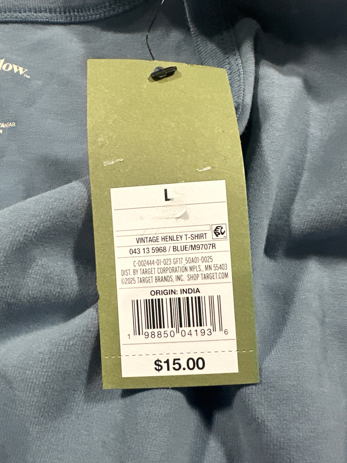Goodfellow & Co vintage henley T-shirt men's large blue