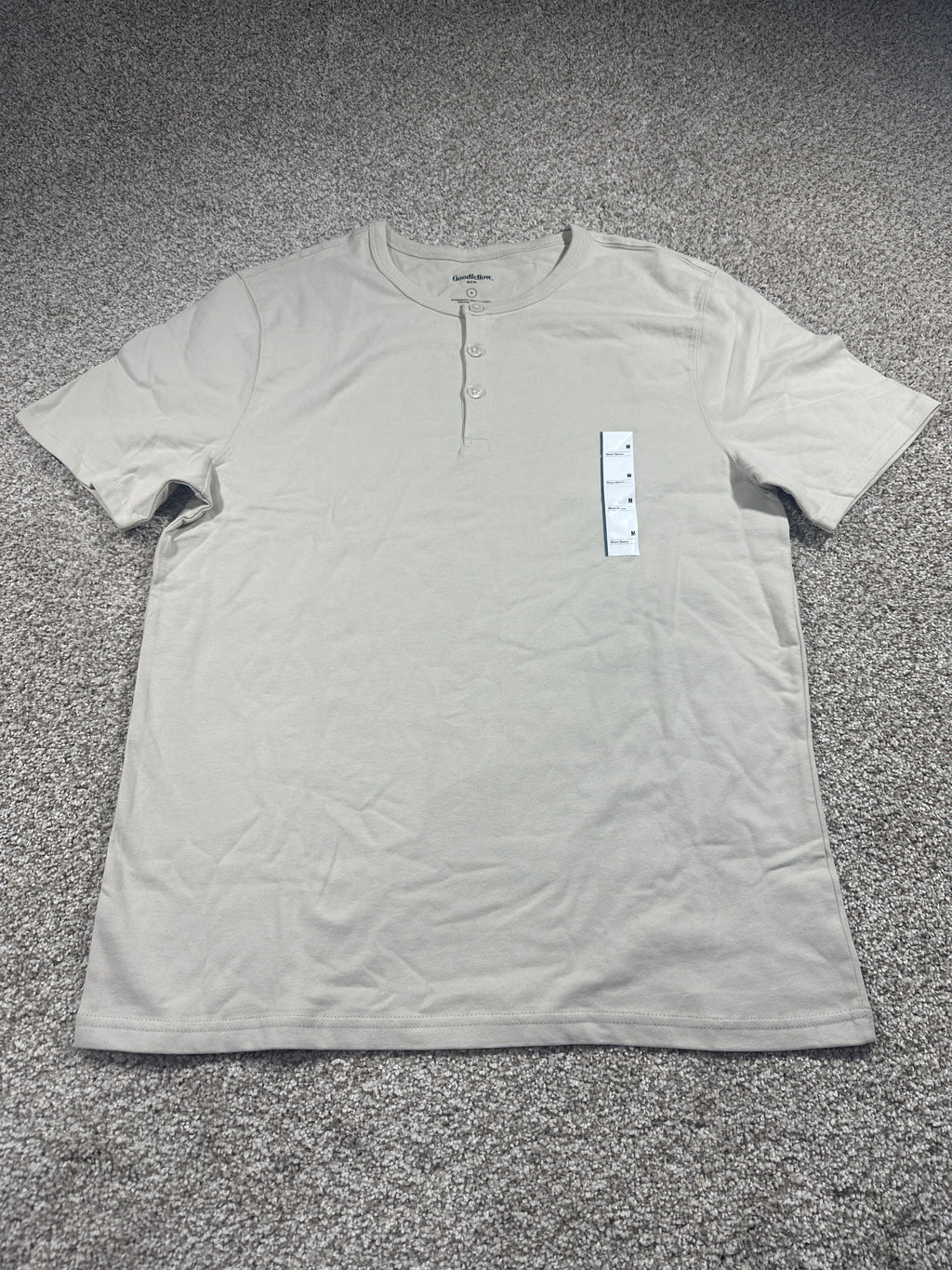 Goodfellow & Co vintage henley T-shirt men's medium light beige