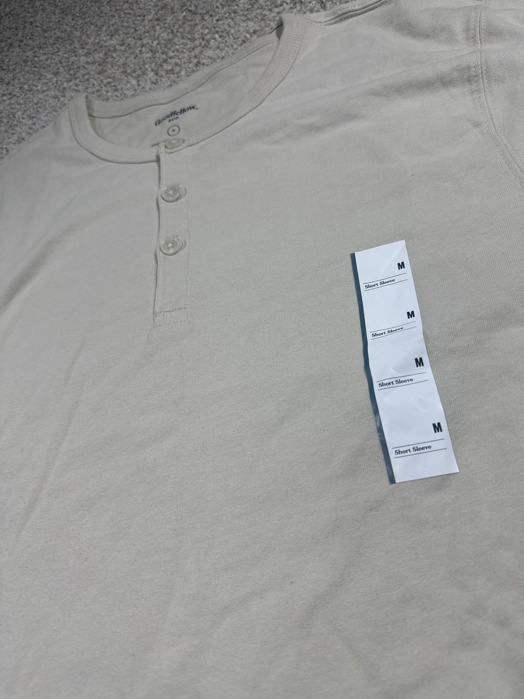 Goodfellow & Co vintage henley T-shirt men's medium light beige