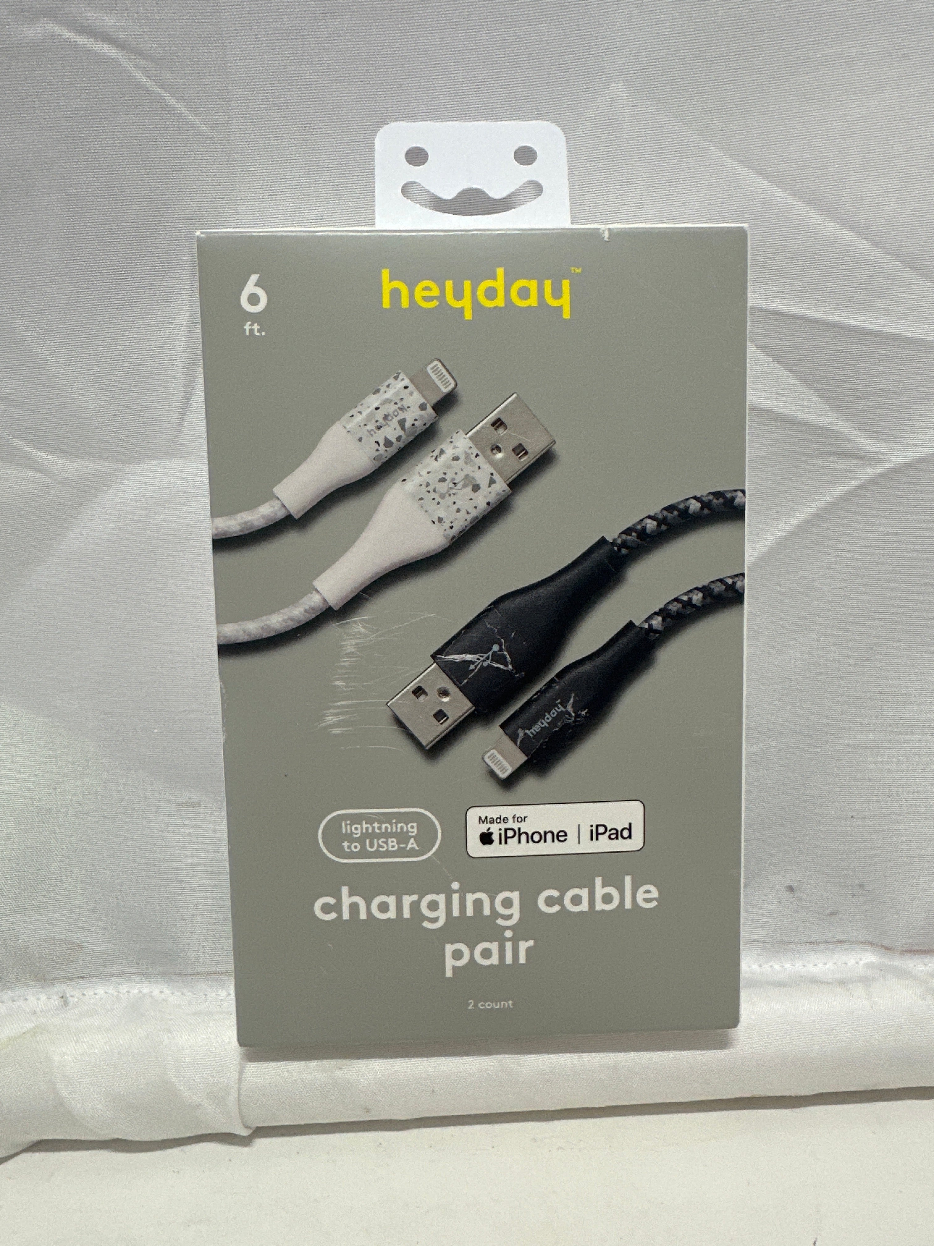 heyday Lightning to USB-A Charging Cable Pair 6 ft, 2 Count